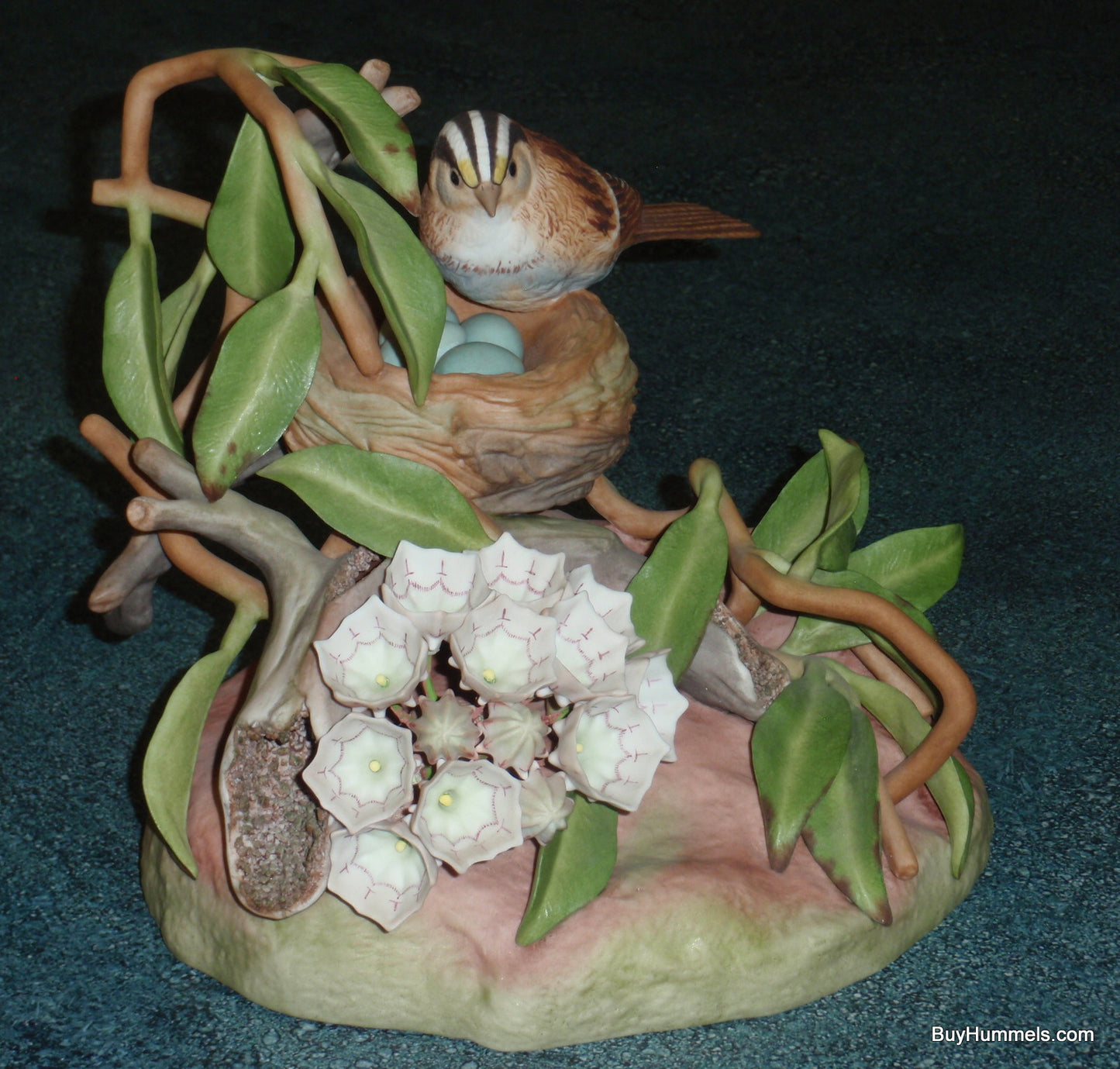 Burgues Porcelain Limited Edition White-Throated Sparrow With Mountain Laurel