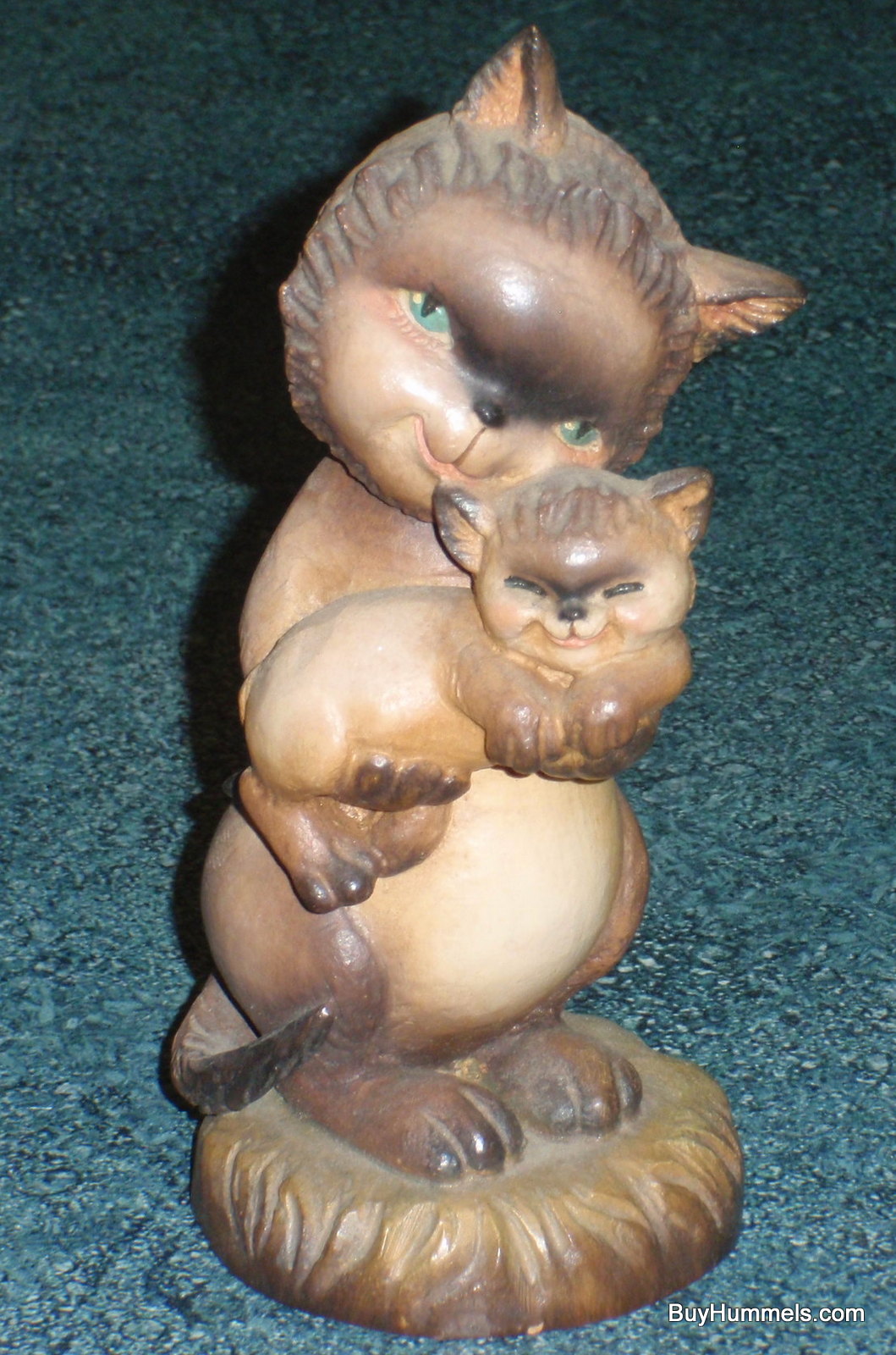 6" Anri Ferrandiz Carved Wood "Tender Moments" Cat Hugging Kitten Figurine GIFT!