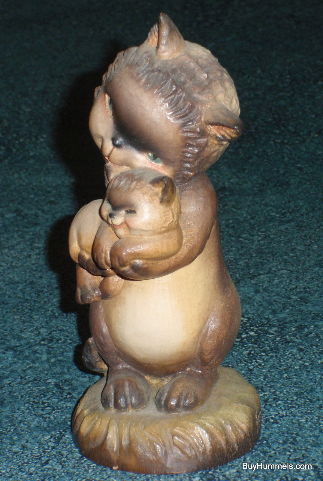 6" Anri Ferrandiz Carved Wood "Tender Moments" Cat Hugging Kitten Figurine GIFT!