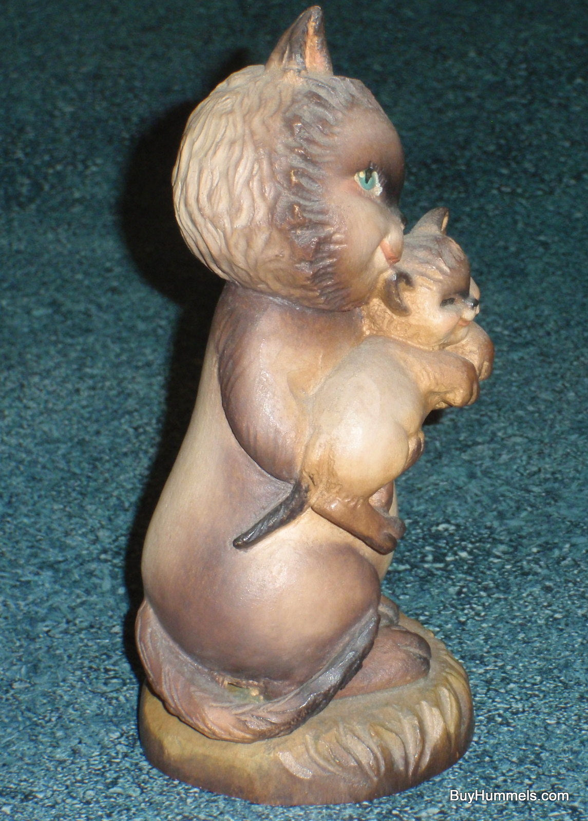 6" Anri Ferrandiz Carved Wood "Tender Moments" Cat Hugging Kitten Figurine GIFT!