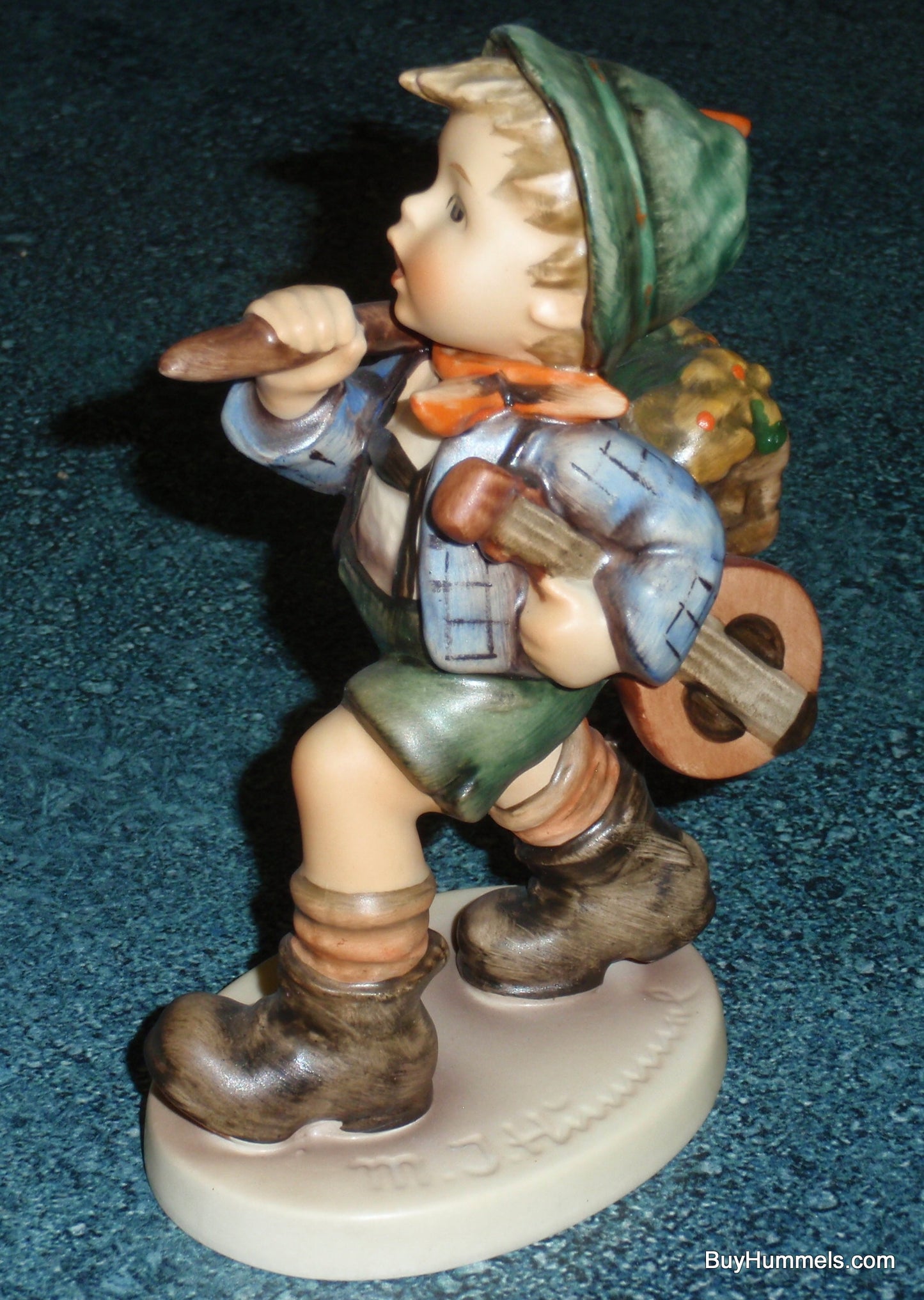 The Run Away Goebel Hummel Figurine #327 RunAway - Boy With Knapsack And Guitar!
