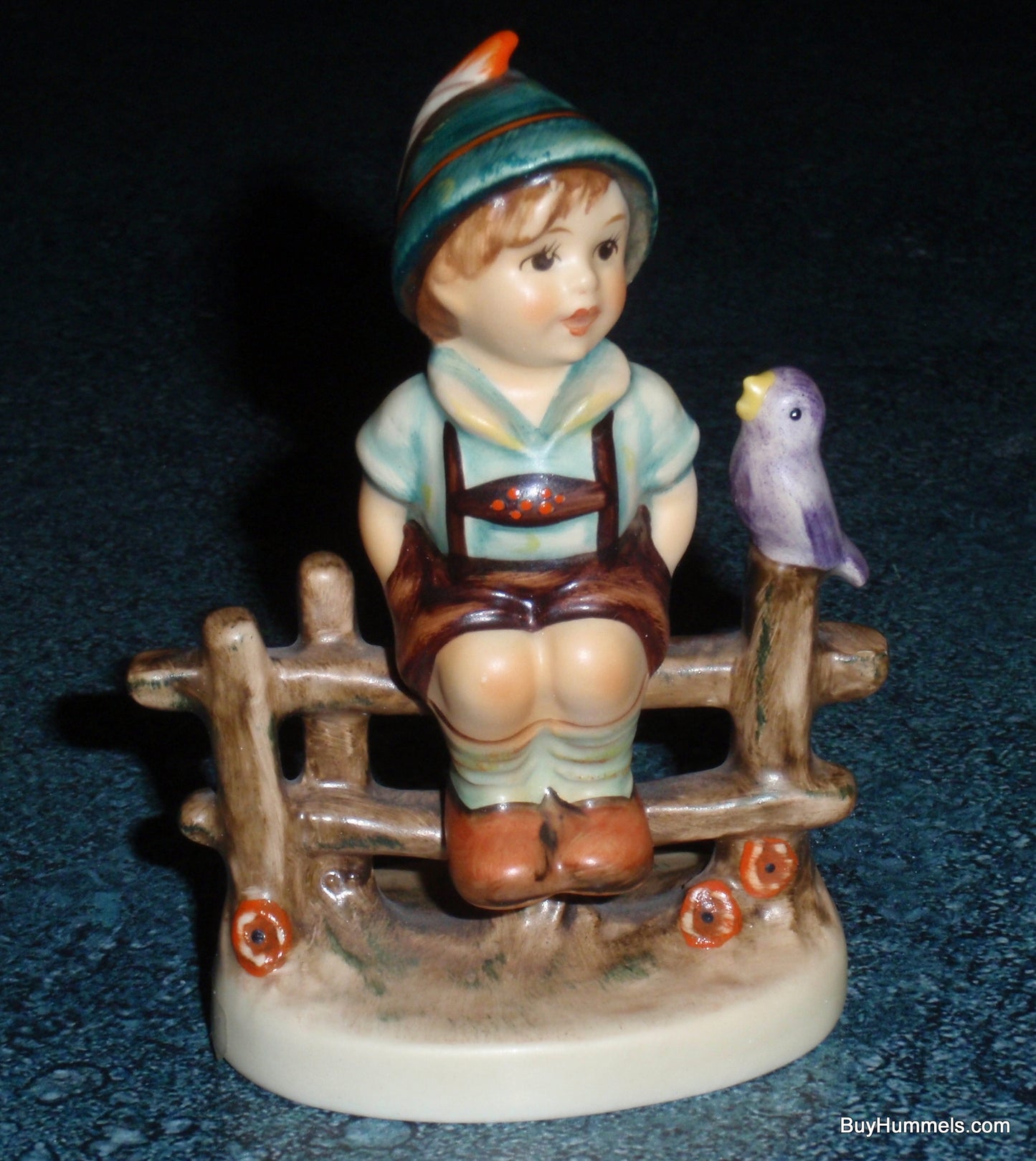 "Wayside Harmony" Goebel Hummel Figurine #111 3/0 - Boy On Fence With Song Bird!