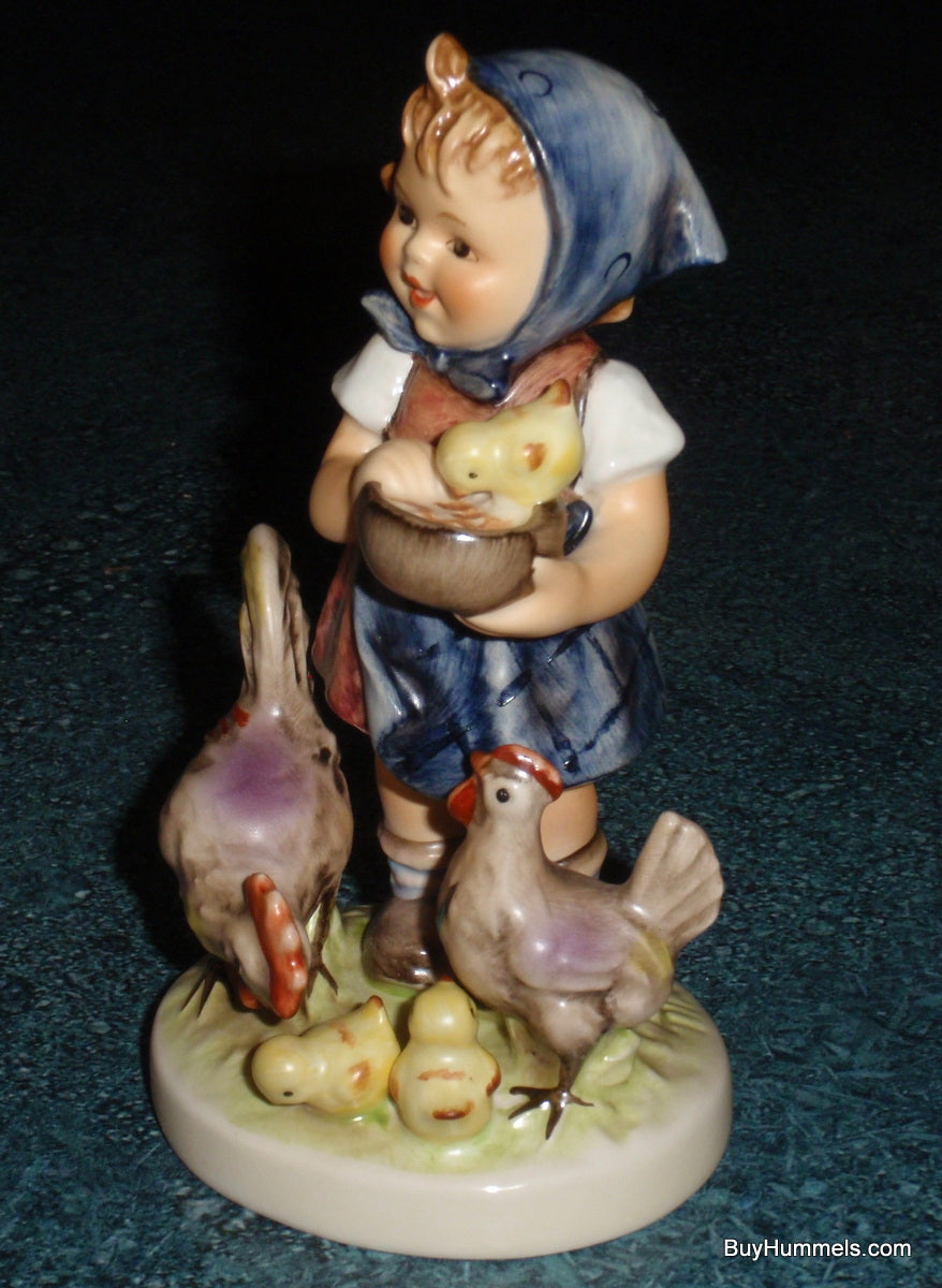 LARGE "Feeding Time" Goebel Hummel Figurine #199/1 - Little Girl Feeding Chickens!