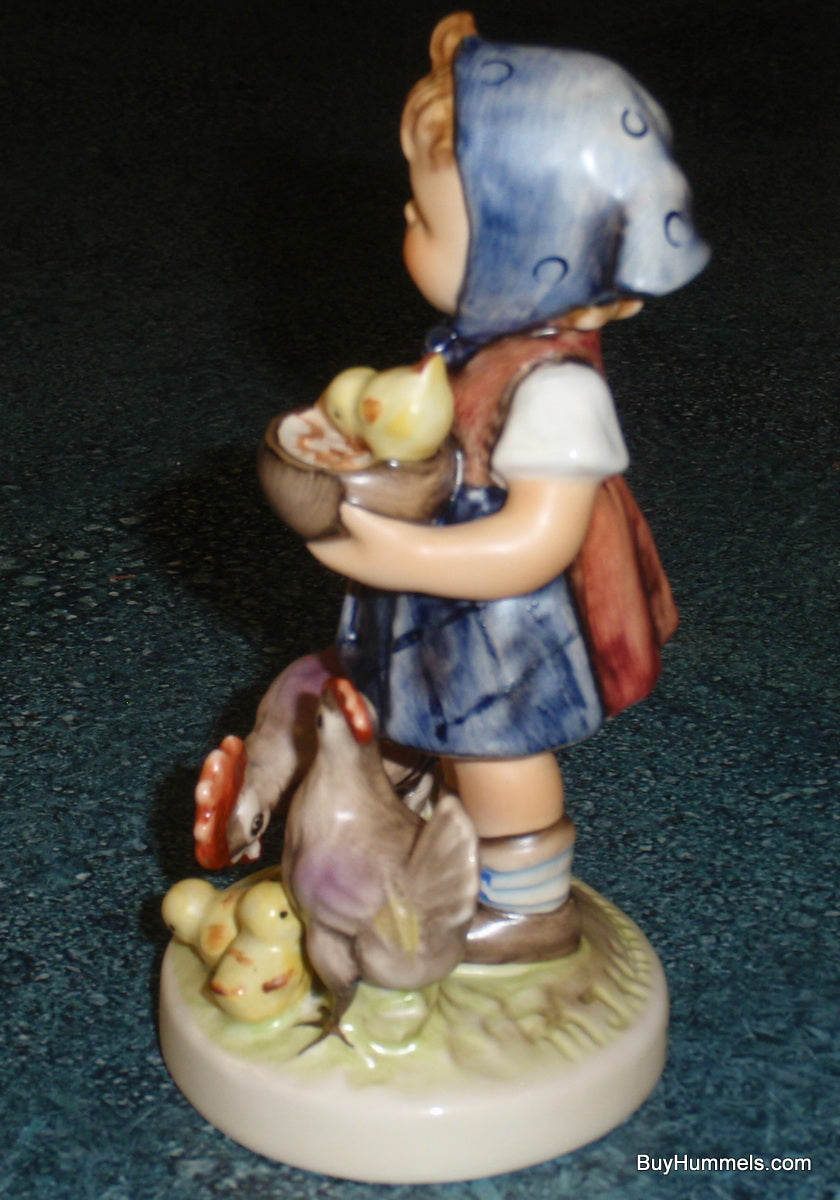 LARGE "Feeding Time" Goebel Hummel Figurine #199/1 - Little Girl Feeding Chickens!