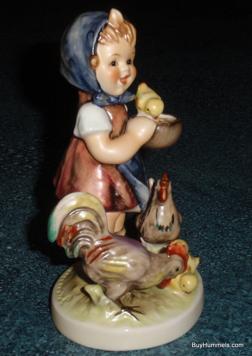 LARGE "Feeding Time" Goebel Hummel Figurine #199/1 - Little Girl Feeding Chickens!
