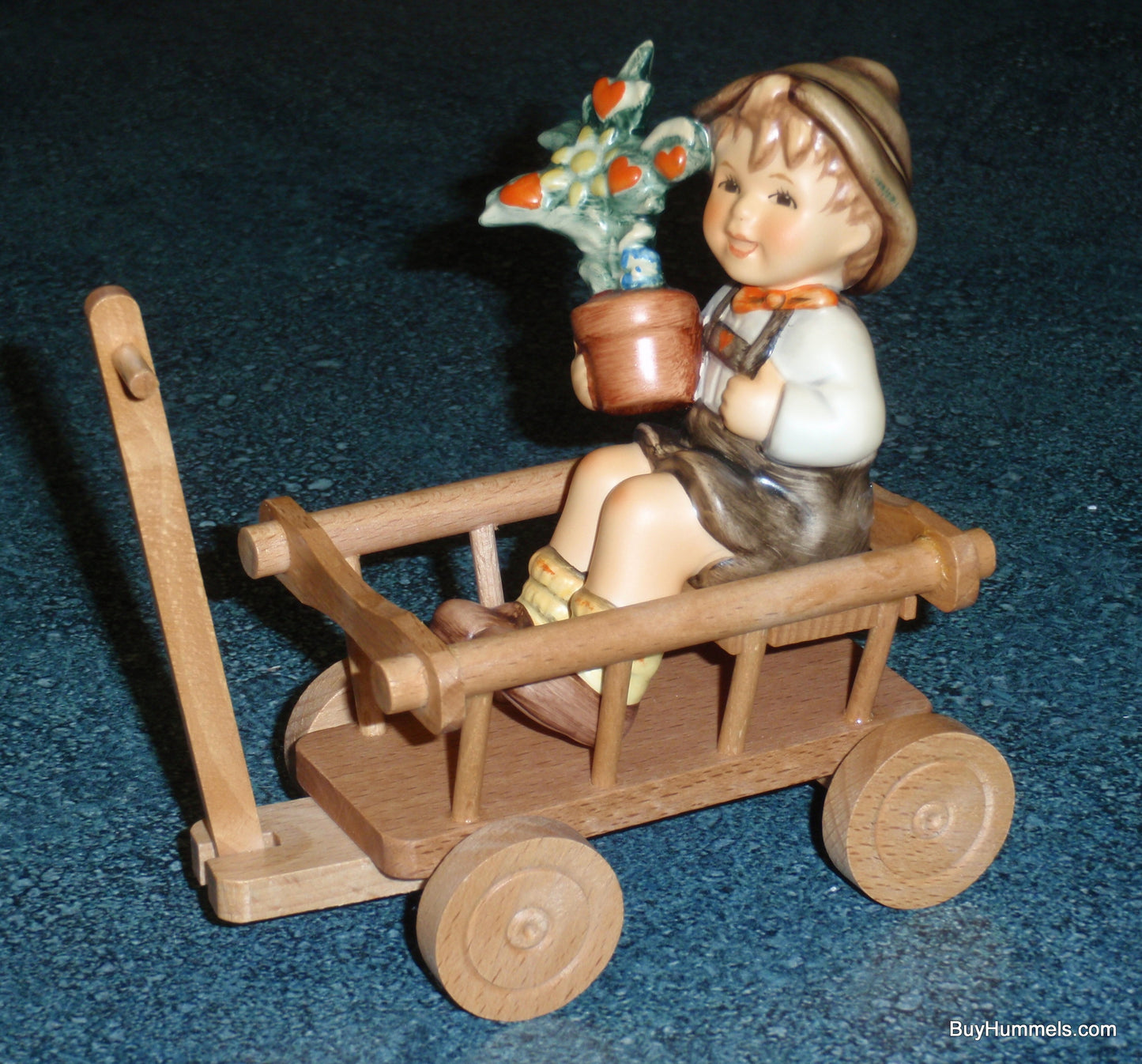 "Love In Bloom" Goebel Hummel Figurine #699 - Boy In Wagon With Flower Pot!