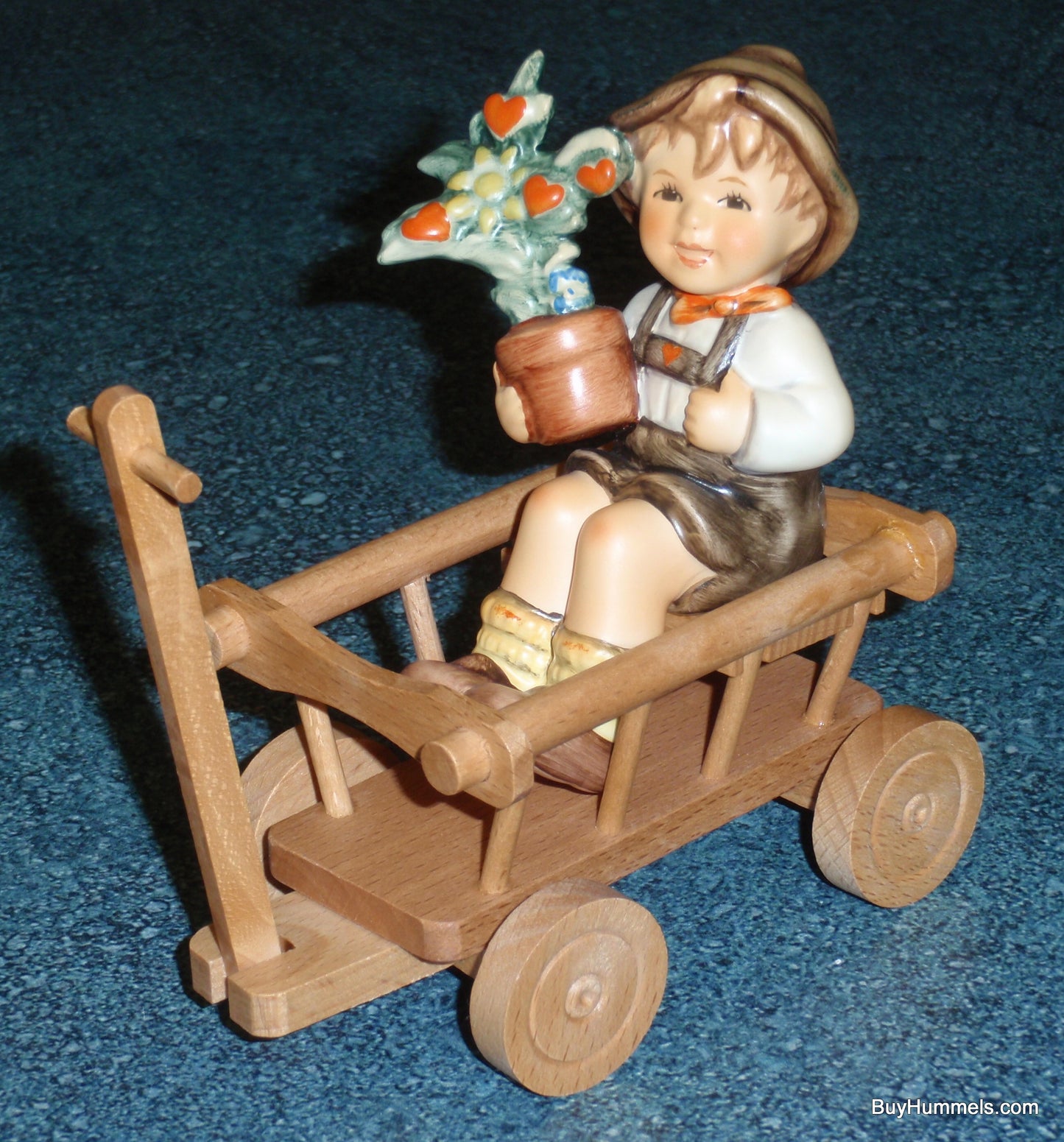 "Love In Bloom" Goebel Hummel Figurine #699 - Boy In Wagon With Flower Pot!