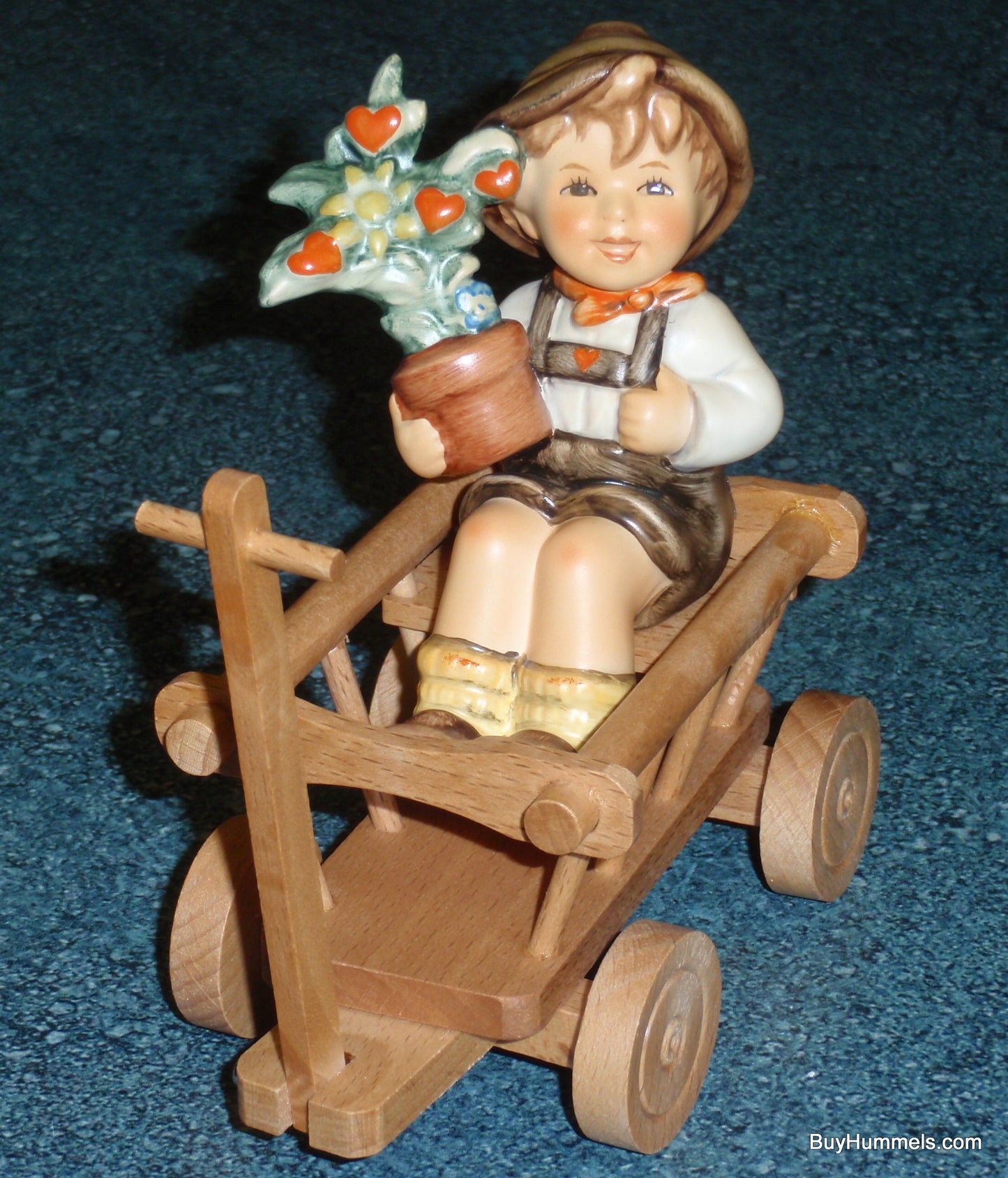 "Love In Bloom" Goebel Hummel Figurine #699 - Boy In Wagon With Flower Pot!