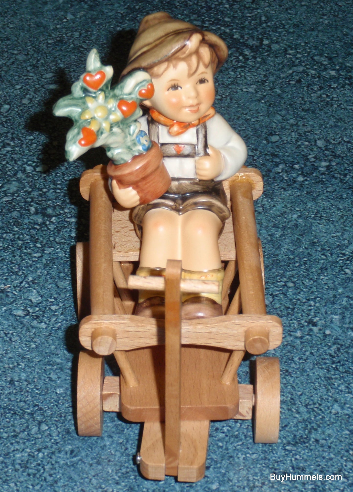 "Love In Bloom" Goebel Hummel Figurine #699 - Boy In Wagon With Flower Pot!