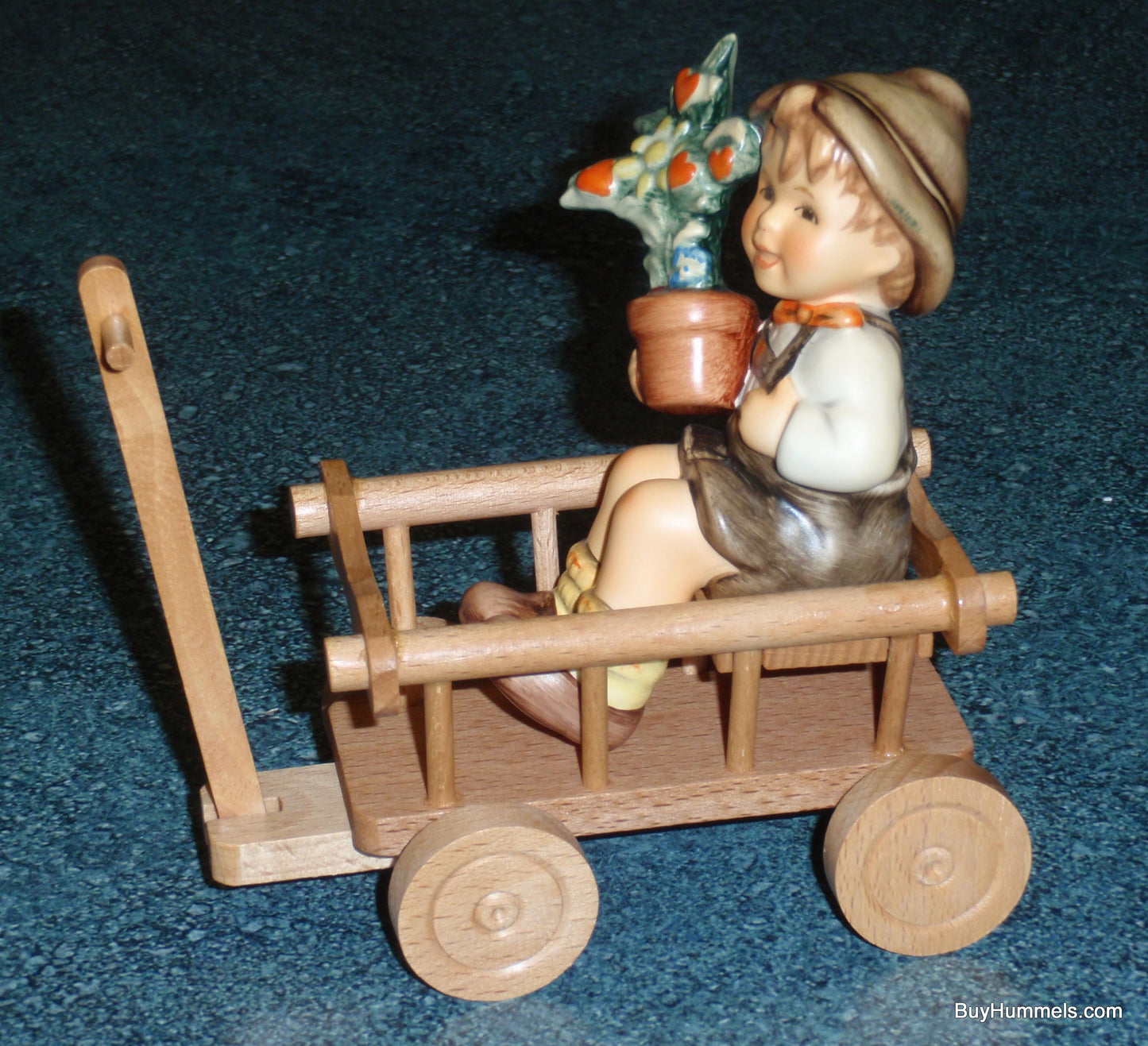 "Love In Bloom" Goebel Hummel Figurine #699 - Boy In Wagon With Flower Pot!