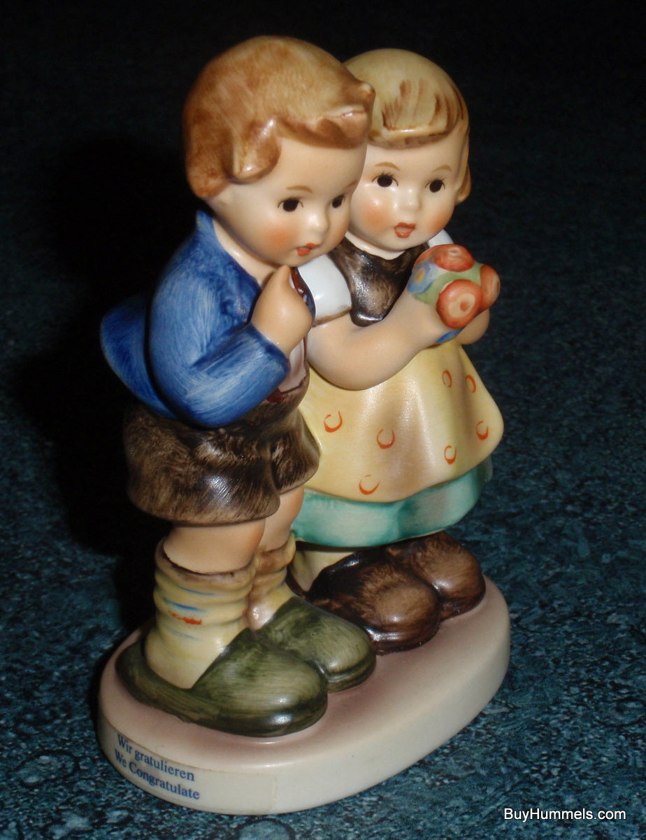 Goebel Hummel Figurine "We Congratulate" #220 - Boy And Girl With Flowers!