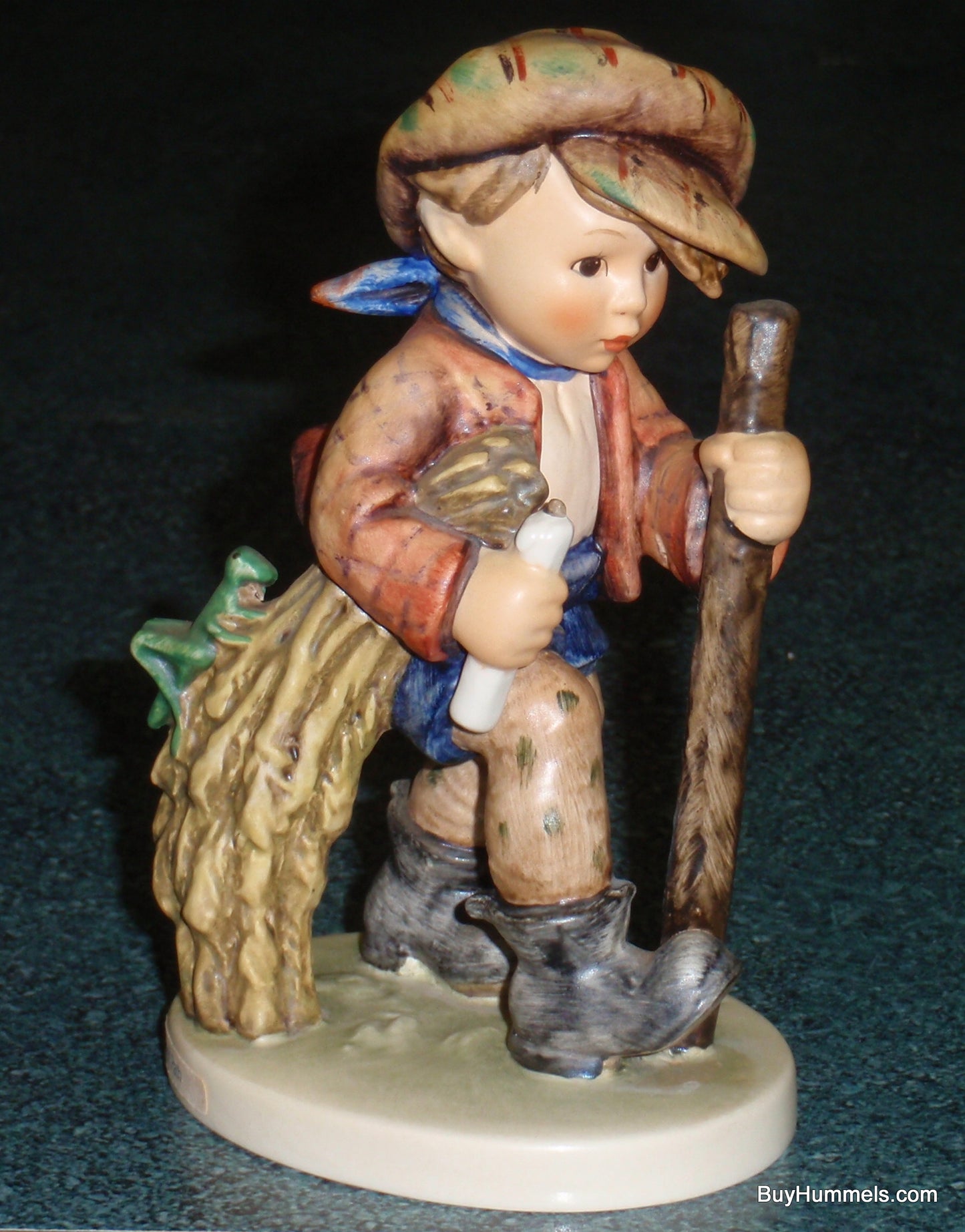 Goebel Hummel Figurine #386 "On Secret Path" - Boy On Hike With Grasshopper!