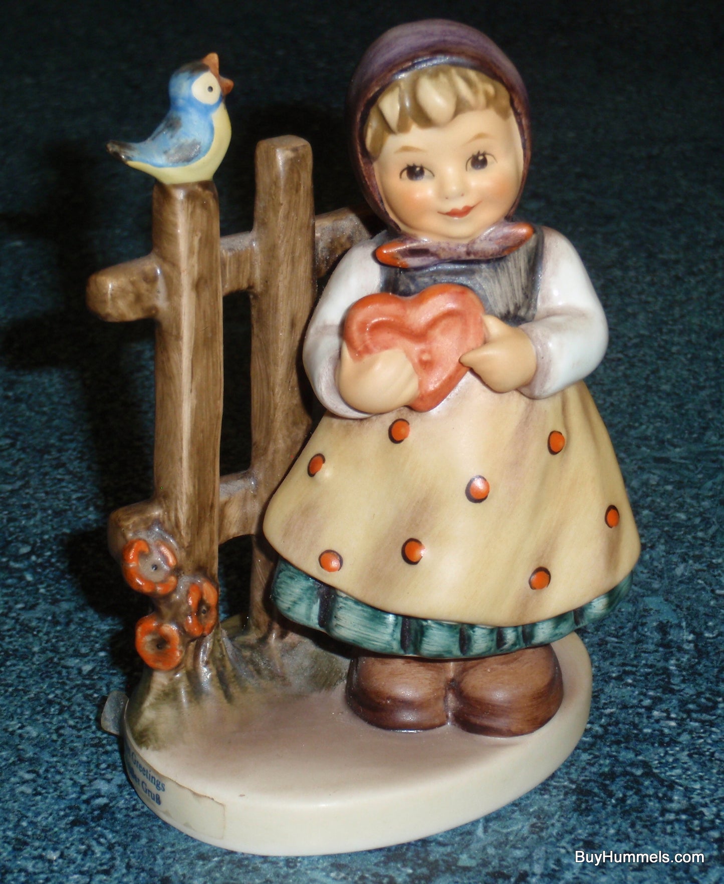 "Sweet Greetings" #352 Goebel Hummel Collectible Figurine - Little Girl With Heart!