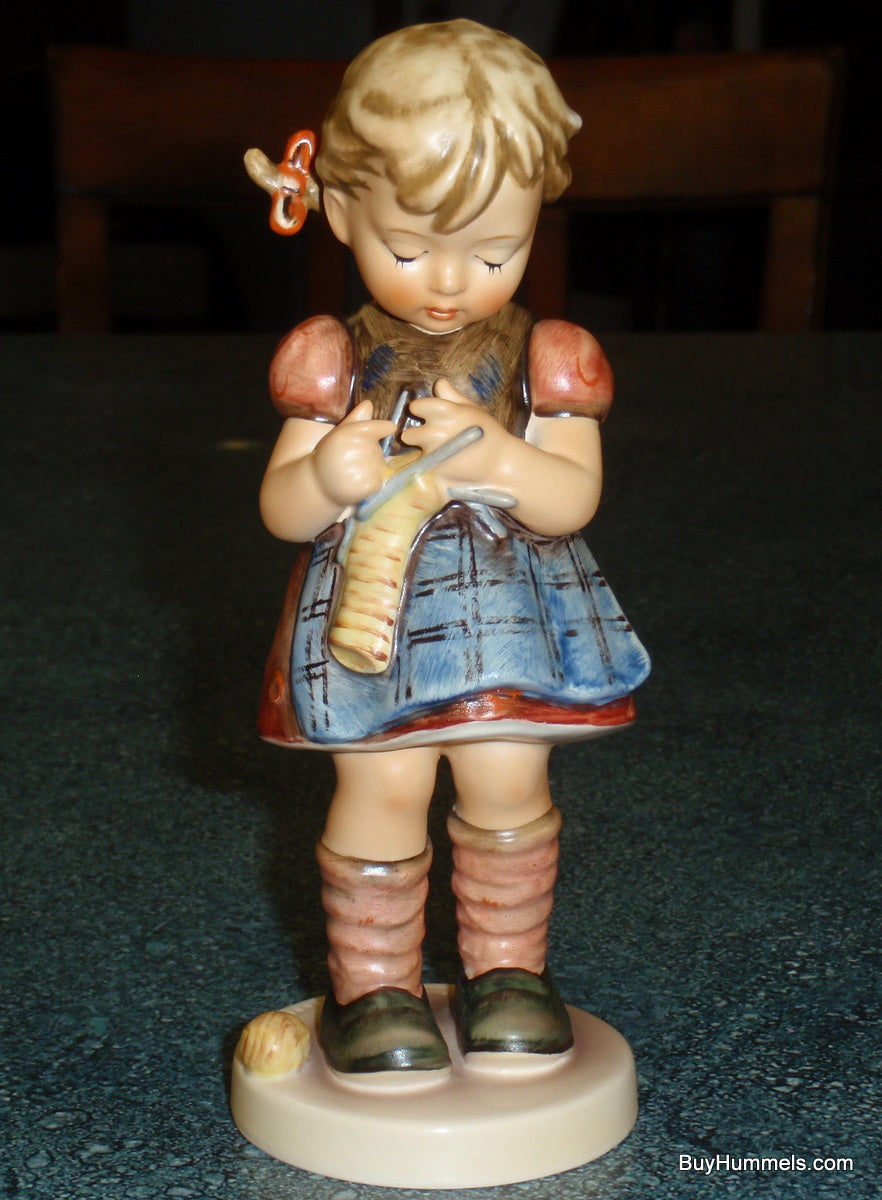 "A Stitch In Time" Goebel Hummel Knitting Figurine #255 - Little Girl Knitting!