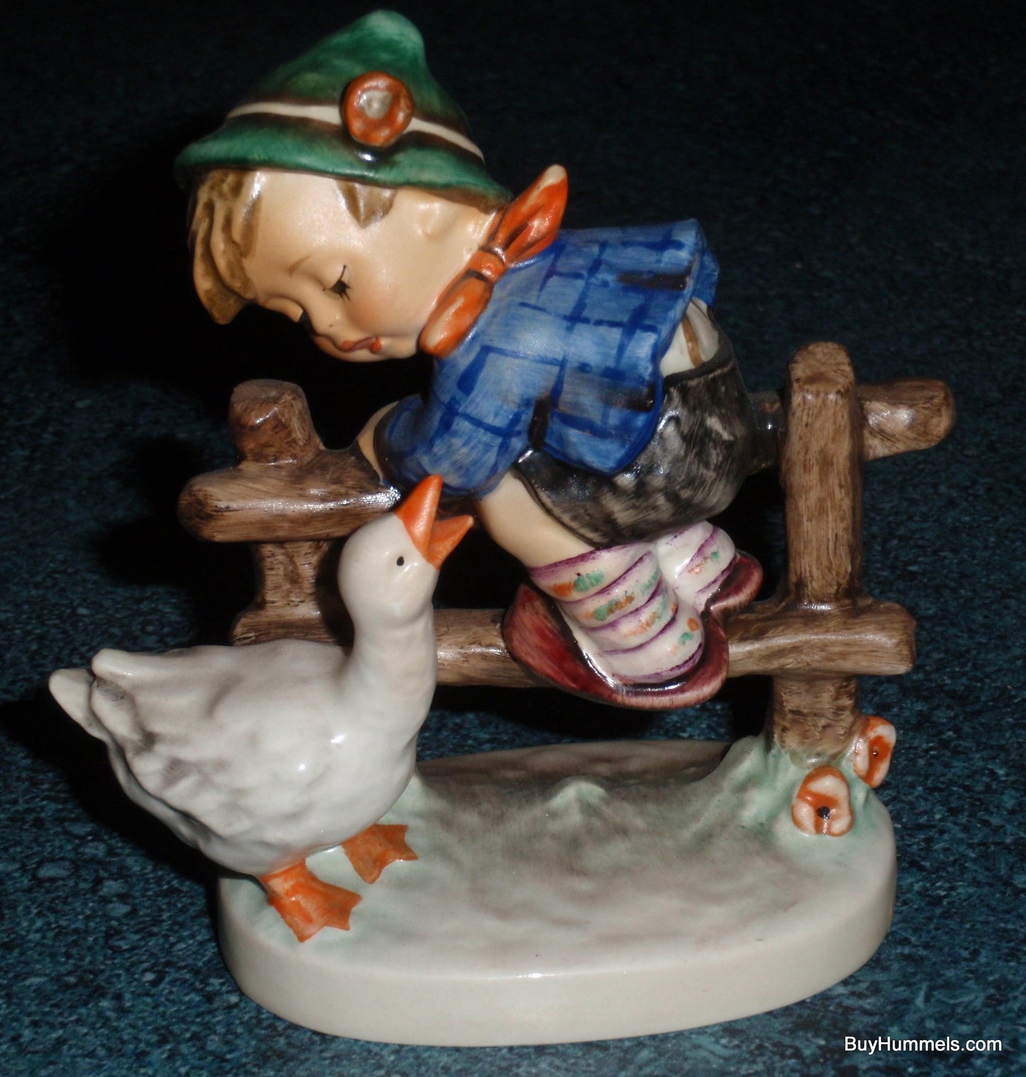 "Barnyard Hero" Goebel Hummel Figurine #195 2/0 - Boy On Fence With Duck!