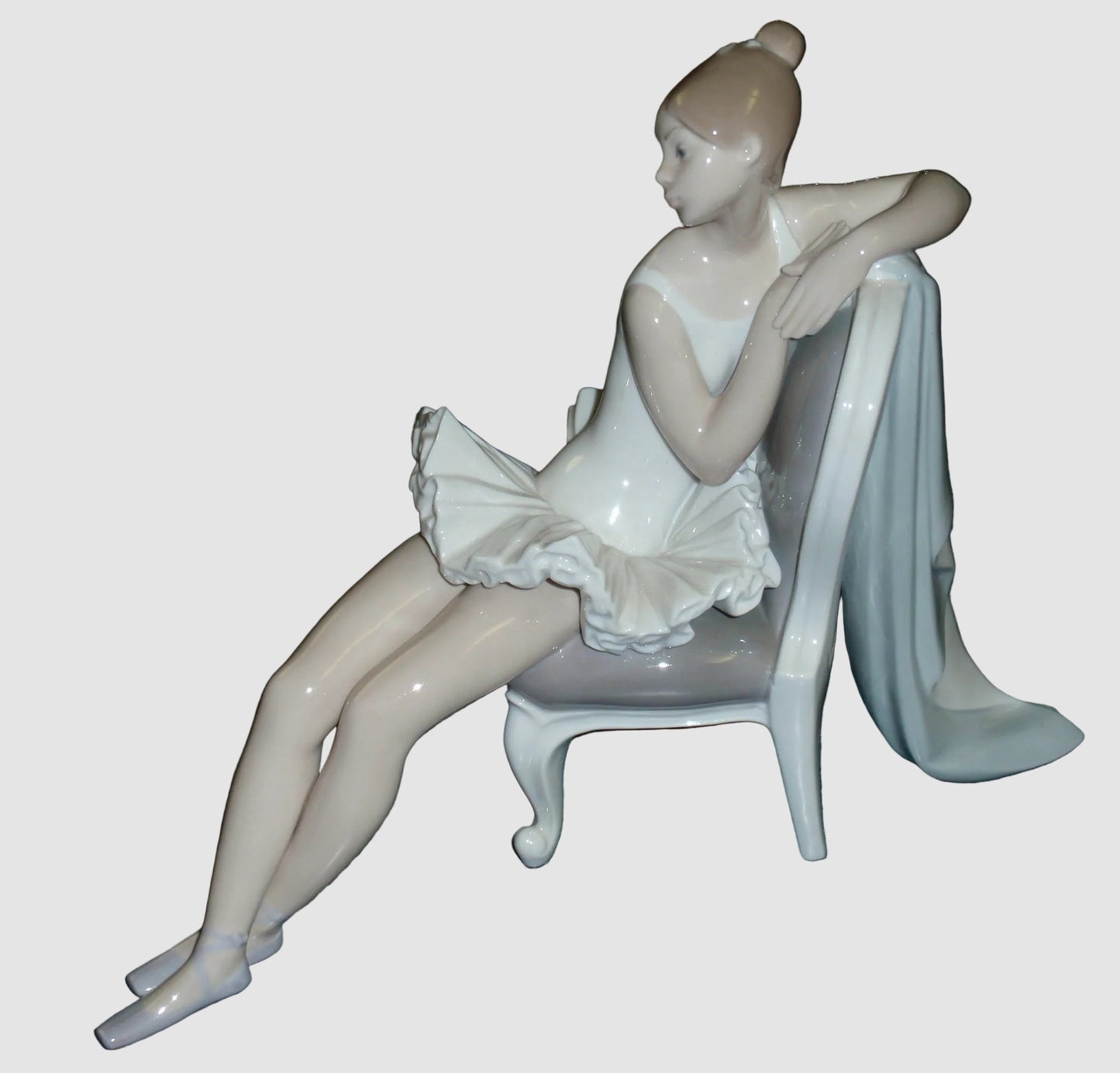 "Classic Dance" Lladro Porcelain Figurine #4847 - Seated Ballerina (12.5")