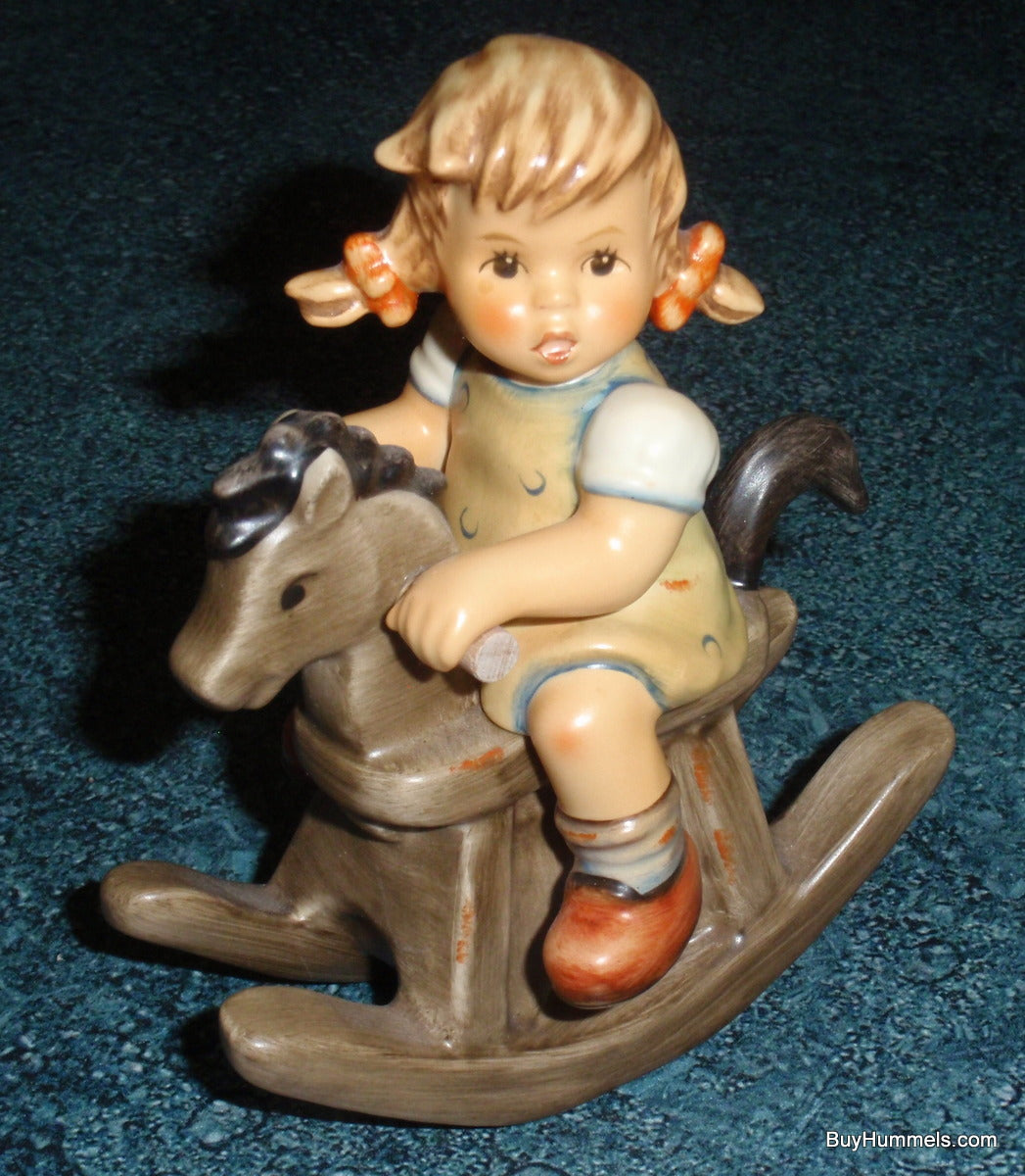 "Cowboy Corral" Goebel Hummel Figurine #2021 - Girl With Pigtails On Rocking Horse