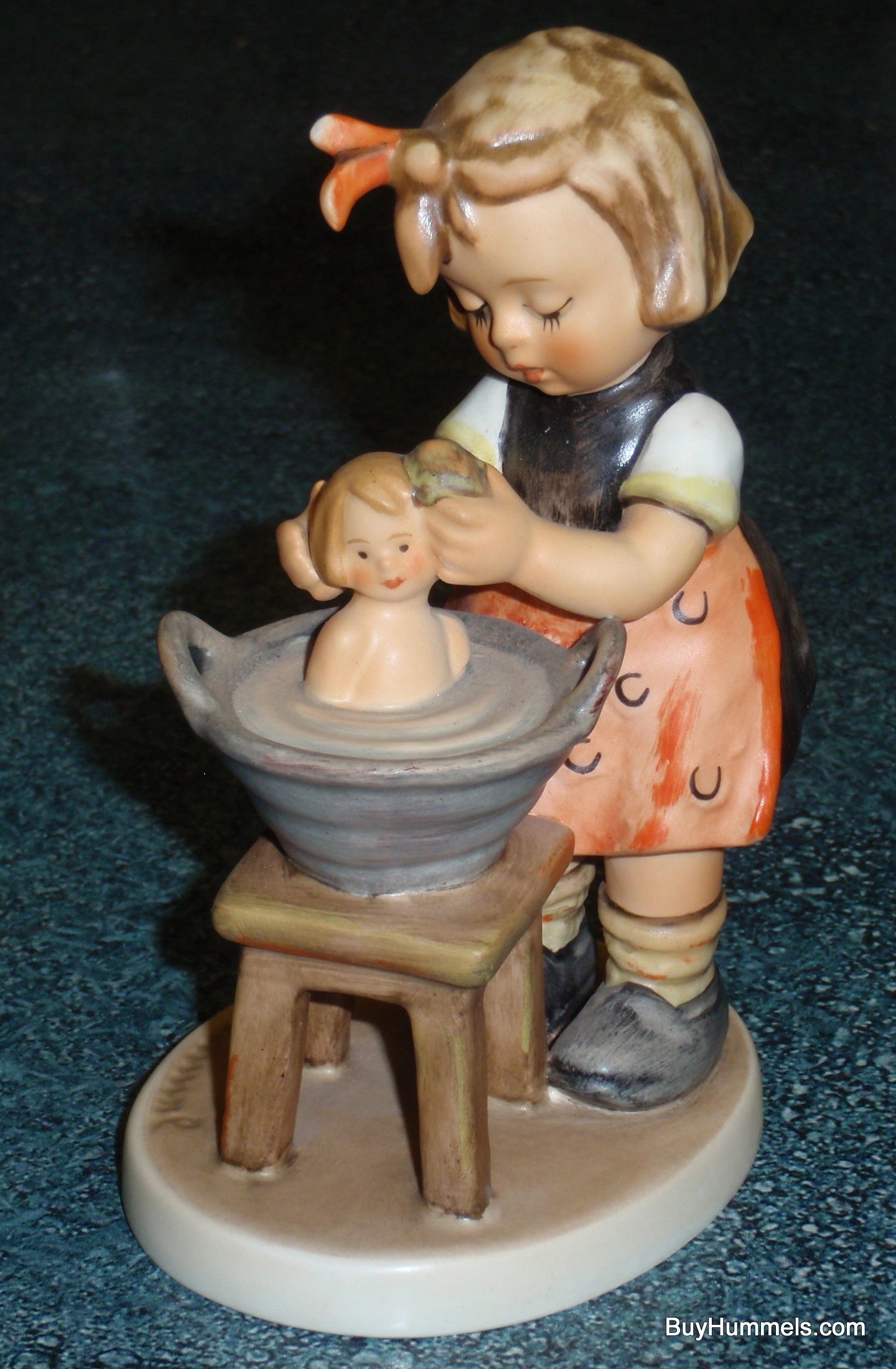 "Doll Bath" Goebel Hummel Collectible Figurine #319 - Little Girl Giving Her Doll A Bath - CUTE!