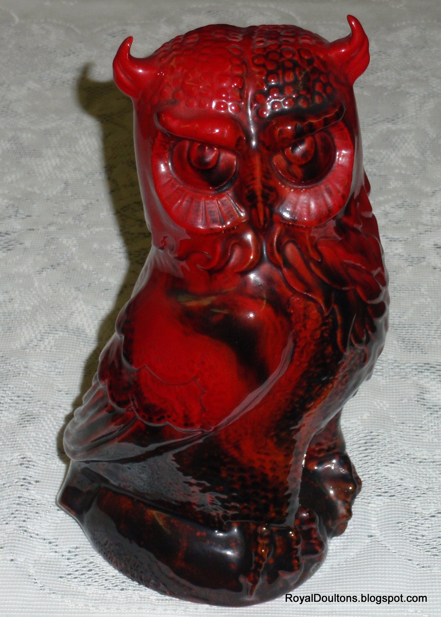 "Great Horned Owl" Royal Doulton Veined Flambe Figurine - 12" Tall