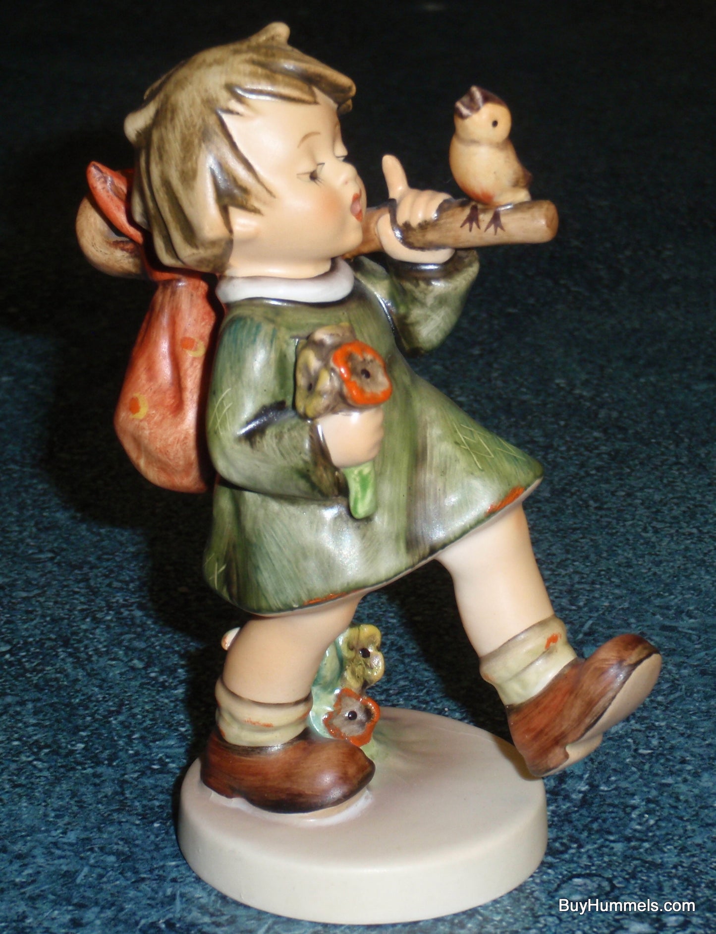 Goebel Hummel Figurine "Gay Adventure" #356 AKA "Joyful Adventure" - Little Girl With Songbird On An Adventure!