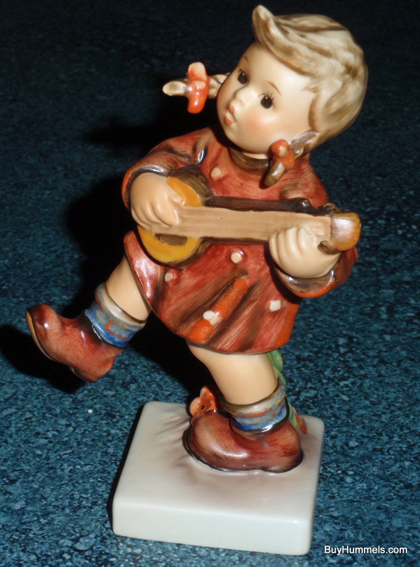 Goebel Hummel Figurine "Happiness" #86 - Little Girl In Red Dress Playing Banjo - CUTE GIFT!