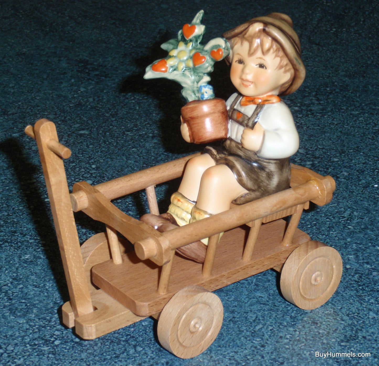 "Love In Bloom" Goebel Hummel Figurine #699 - Boy In Wagon With Flower Pot!