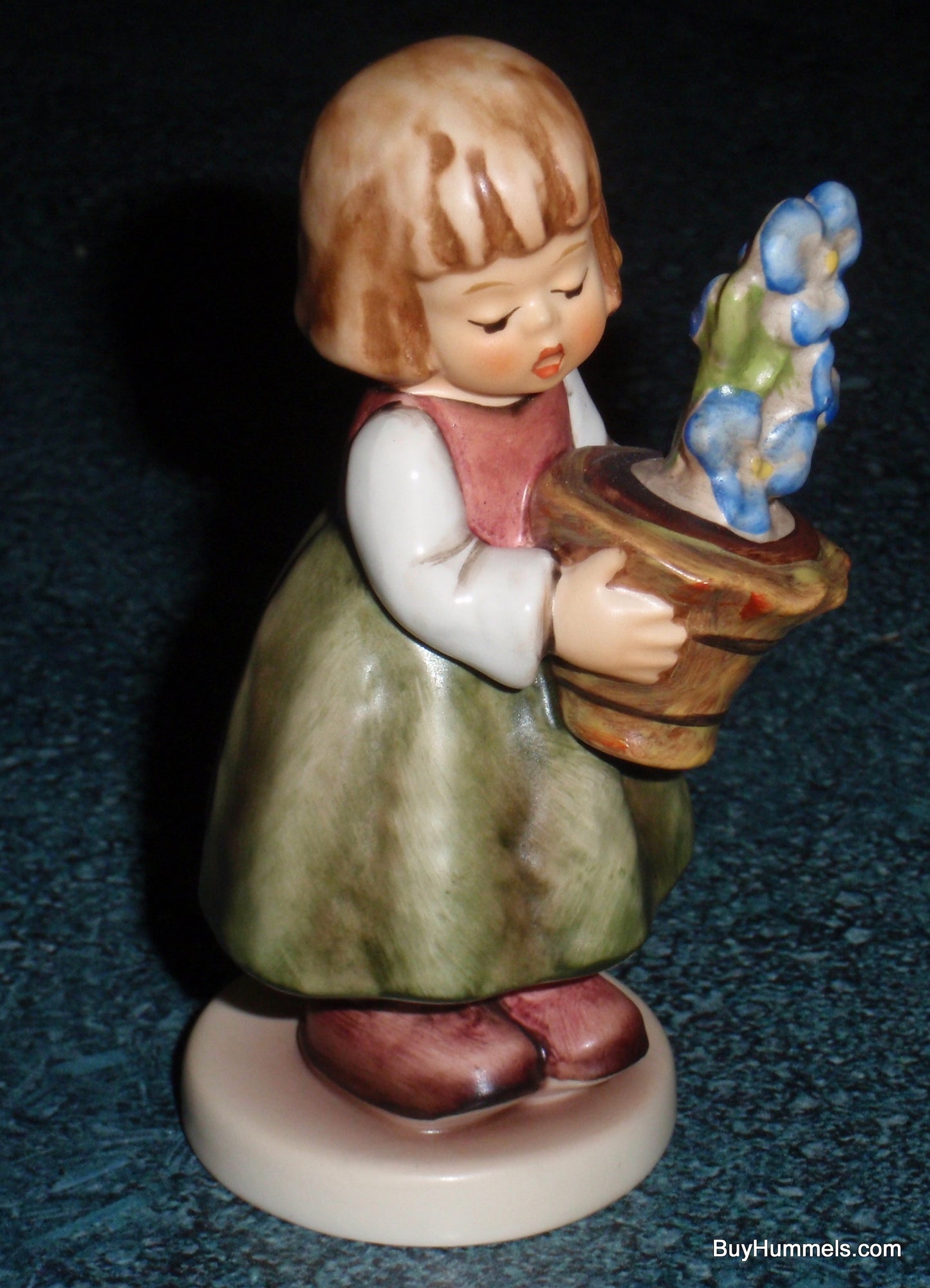 "Birthday Present" Goebel Hummel Figurine #341/3/0 - Girl With Bouqet Of Blue Flowers - GREAT BIRTHDAY GIFT!