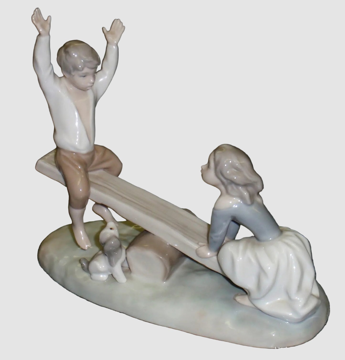 "See Saw" Lladro Figurine #4867 - Boy & Girl Teeter Totter (8")