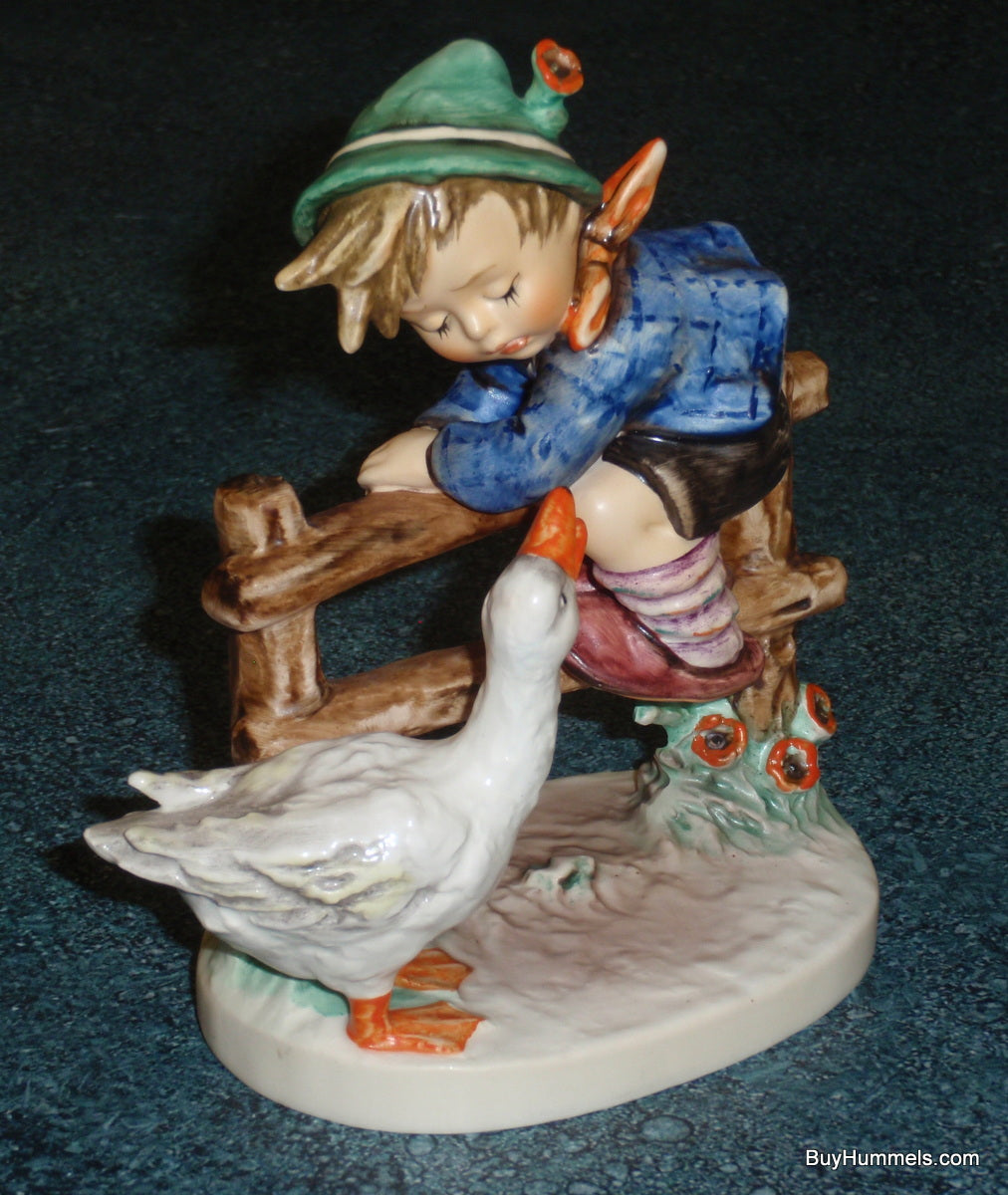 "Barnyard Hero" Goebel Hummel Figurine #195/I - Boy On Fence With Duck!