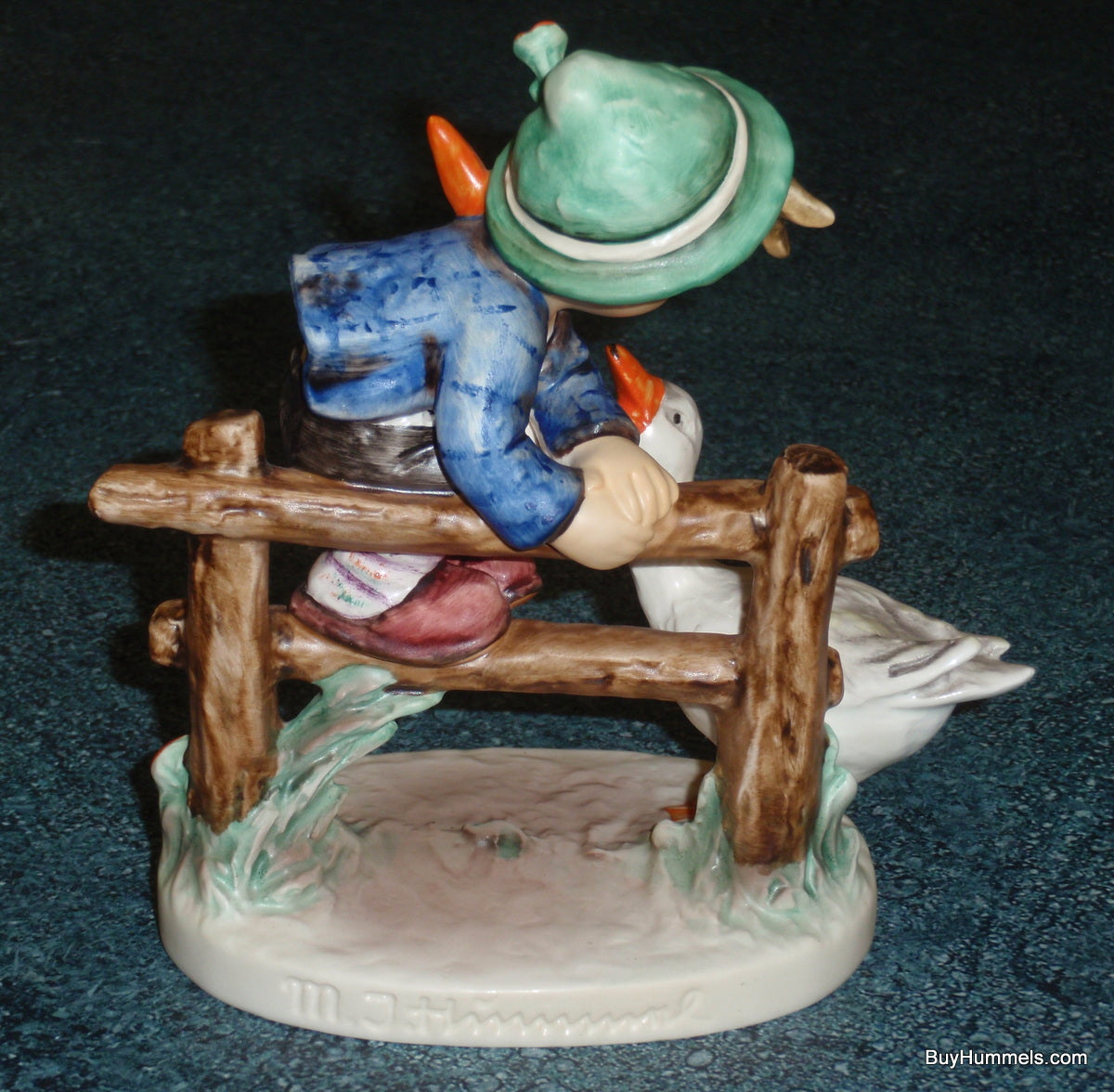 "Barnyard Hero" Goebel Hummel Figurine #195/I - Boy On Fence With Duck!