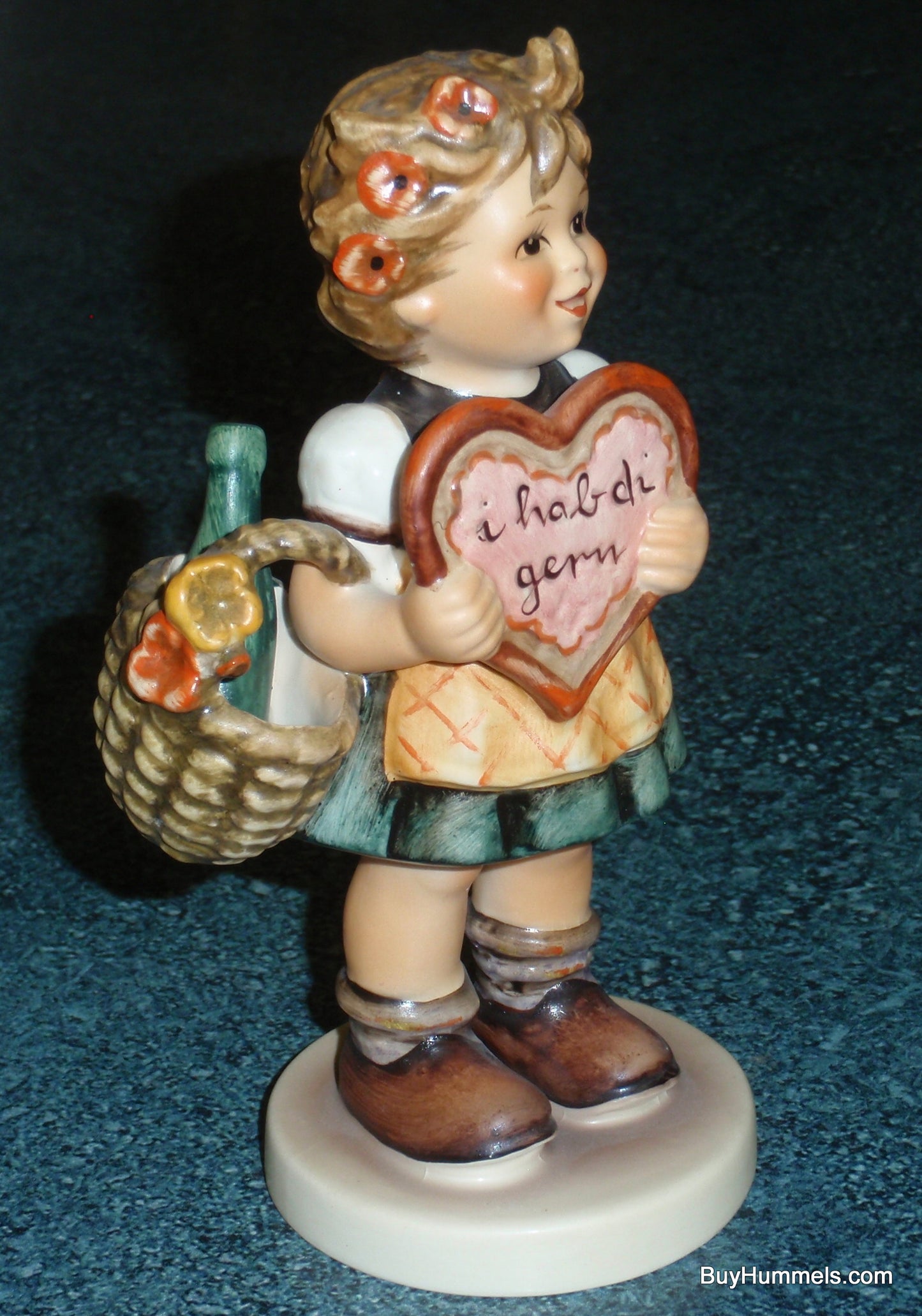 "Valentine Gift" Goebel Hummel Figurine #387 Girl With Wine And Heart