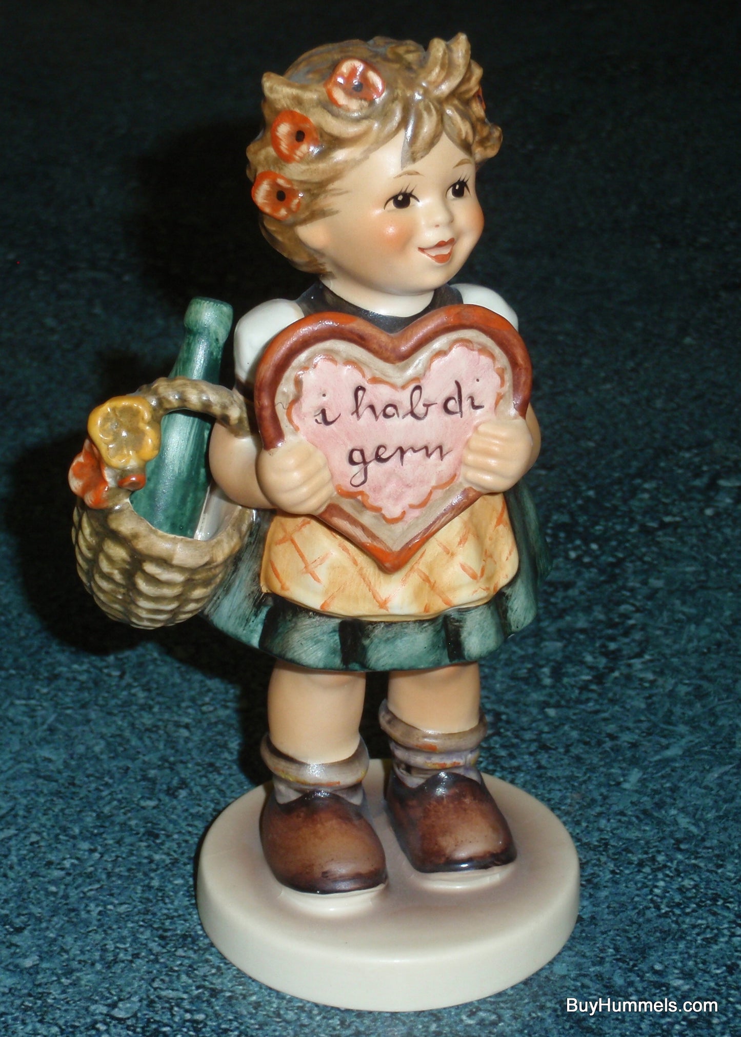 "Valentine Gift" Goebel Hummel Figurine #387 Girl With Wine And Heart