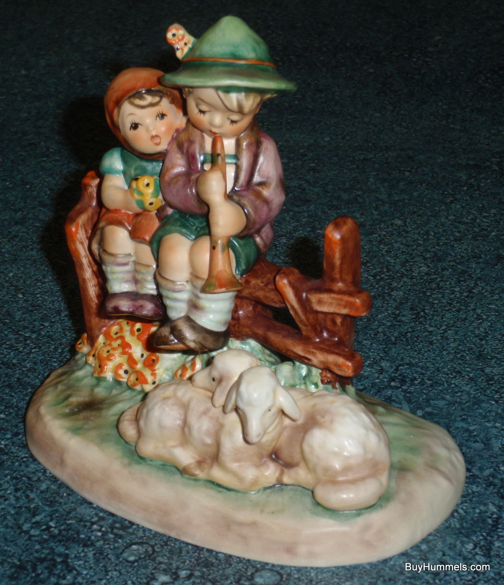 Goebel Hummel Figurine "Eventide" #99 - Boy And Girl On Fence With Sheep!