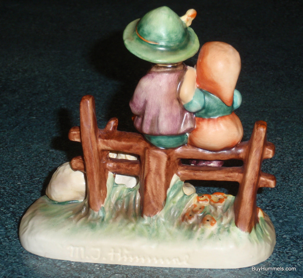 Goebel Hummel Figurine "Eventide" #99 - Boy And Girl On Fence With Sheep!
