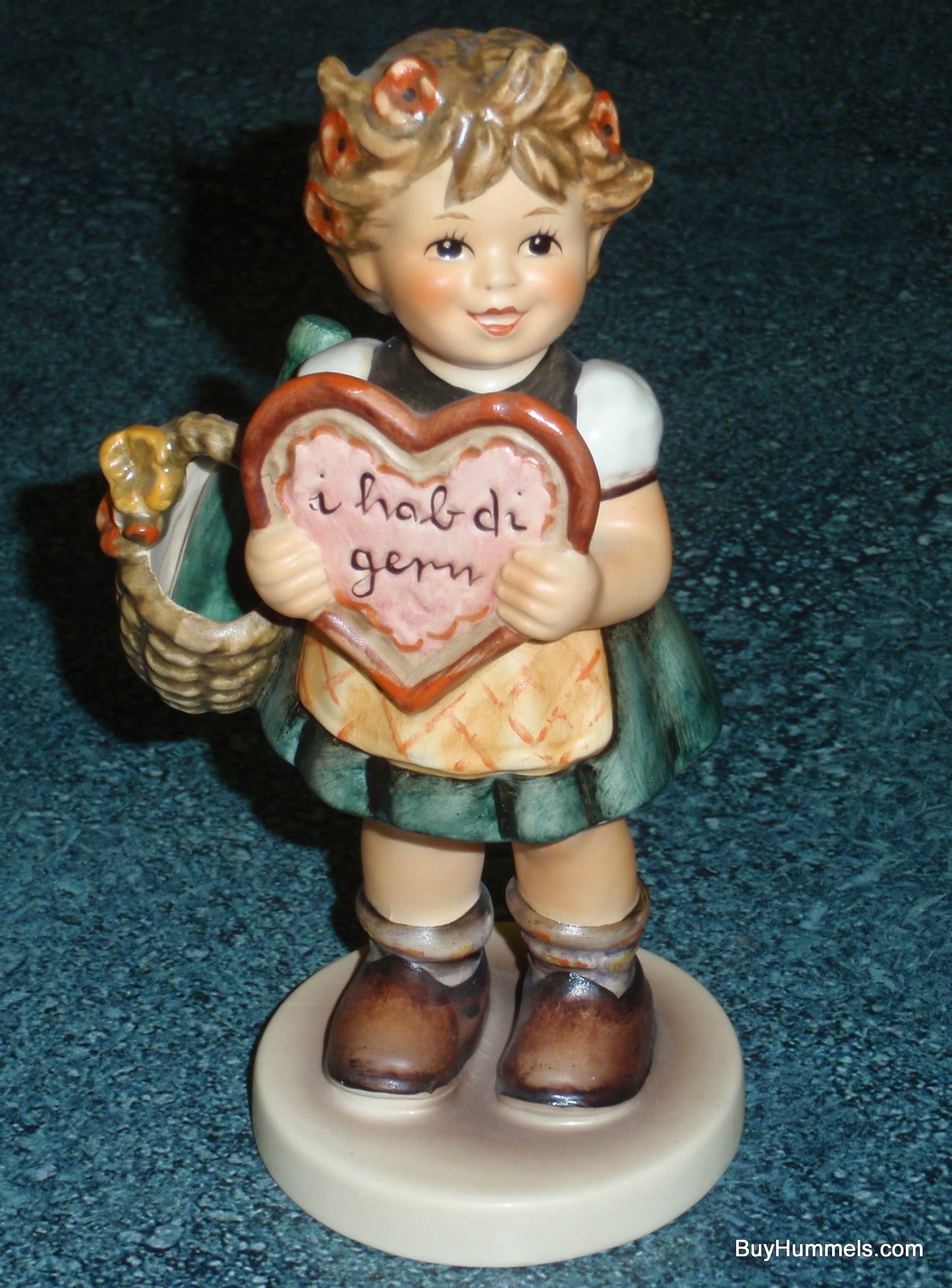 "Valentine Gift" Goebel Hummel Figurine #387 Girl With Wine And Heart