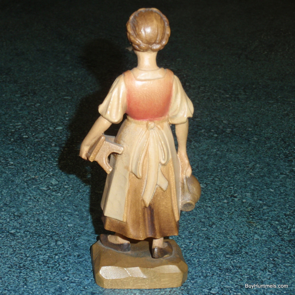 "Milk Maid" Anri Wood Carving Figurine #689021 - Signed by Ulrich Bernardi (5")