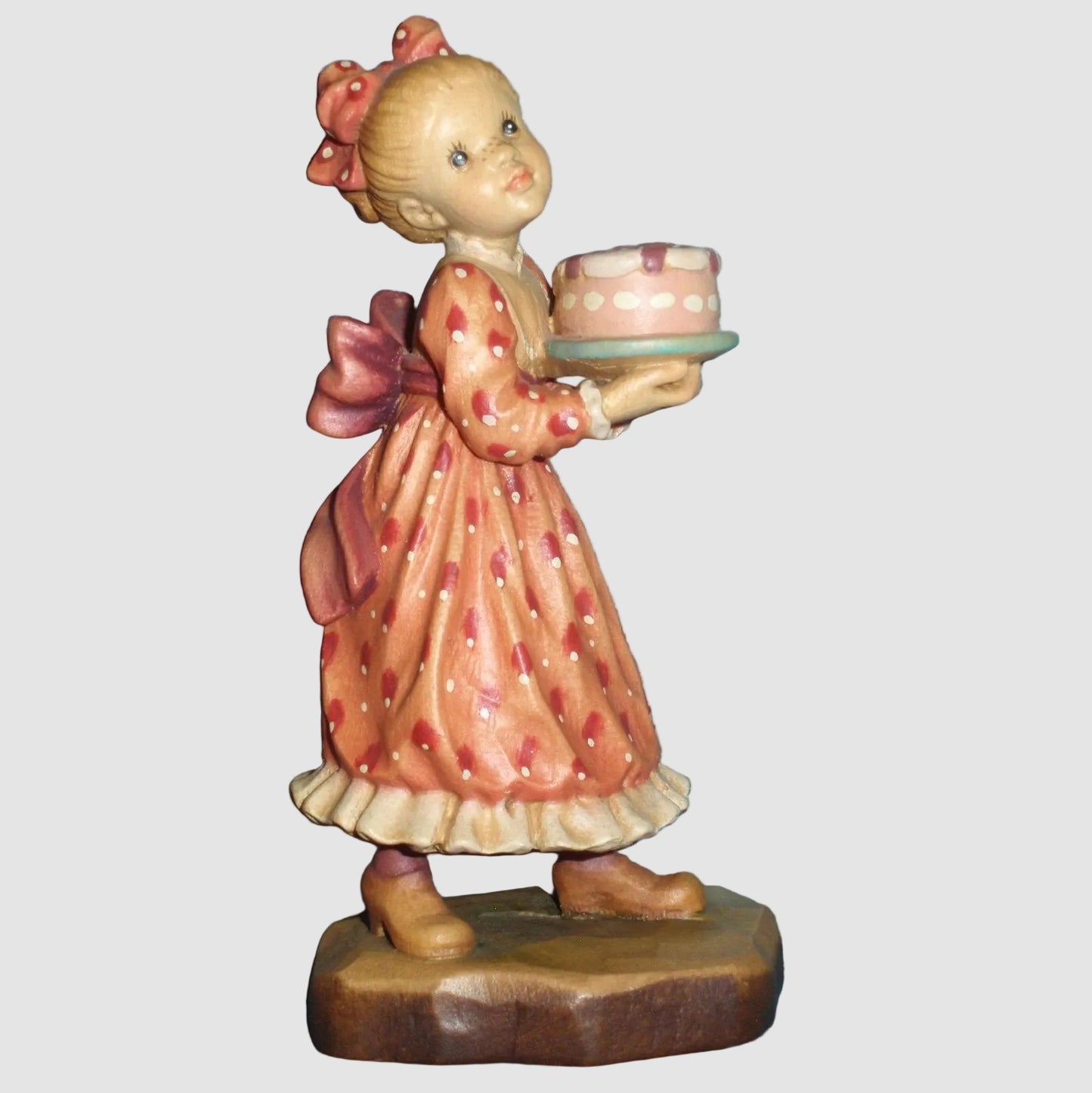 ANRI Make A Wish Woodcarving Figurine 655101 Sarah Kay Club ANRI Hand Carved Italy Wooden Girl Birthday Cake Set Box Vintage