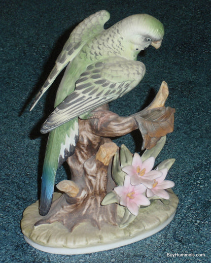 Andrea by Sadek Parakeet Bird With Flowers Collectible Figurine!