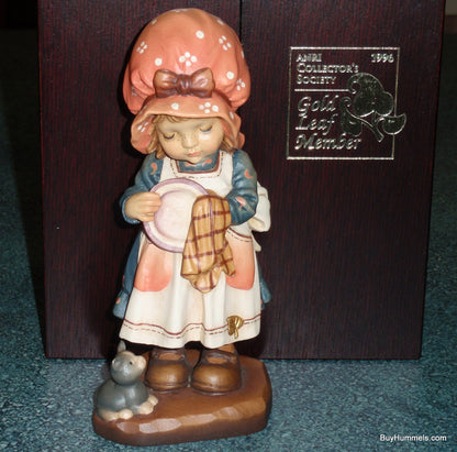 Anri Sarah Kay Helping Mother Gold Leaf Artist Proof - Signed by Ulrich Bernard - Hand Carved Italian Wood with Case