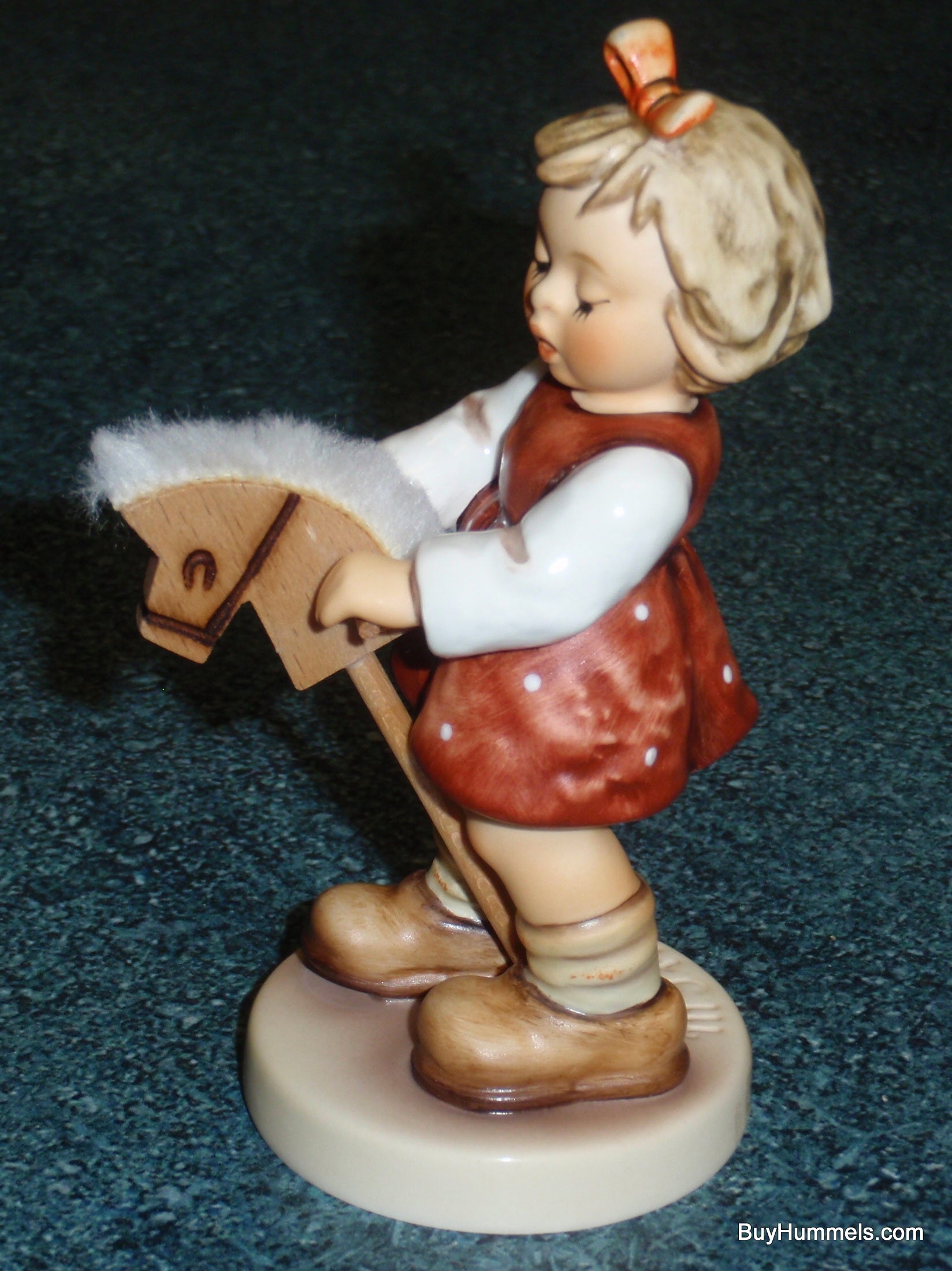 Just Horsin Around Goebel Hummel Figurine 2043/A Girl Riding Stick Horse TMK8