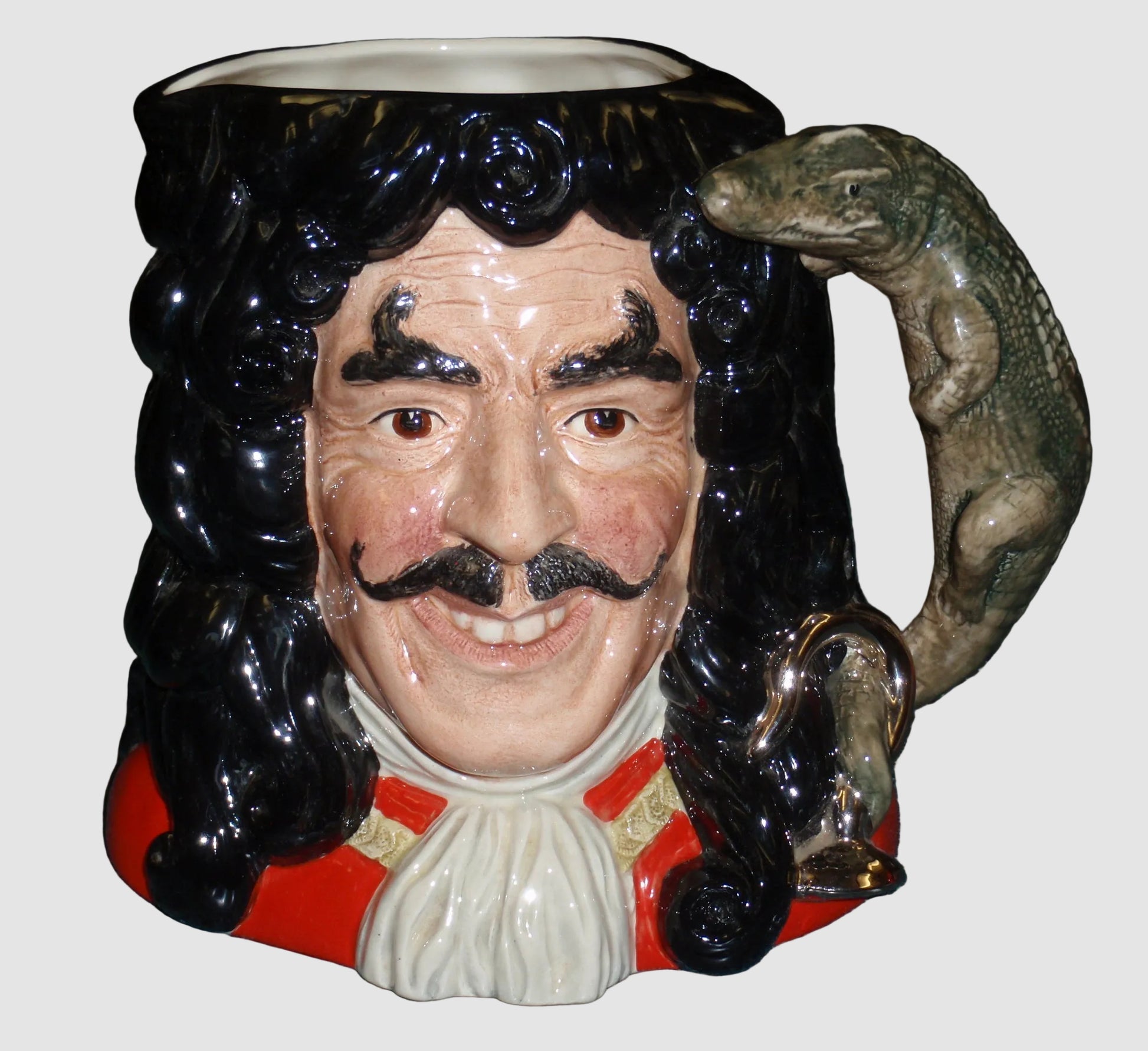 Royal Doulton Captain Hook Character Toby Jug D6947 Peter Pan Alligator Crocodile Handle Stanley James Taylor Vintage England Large