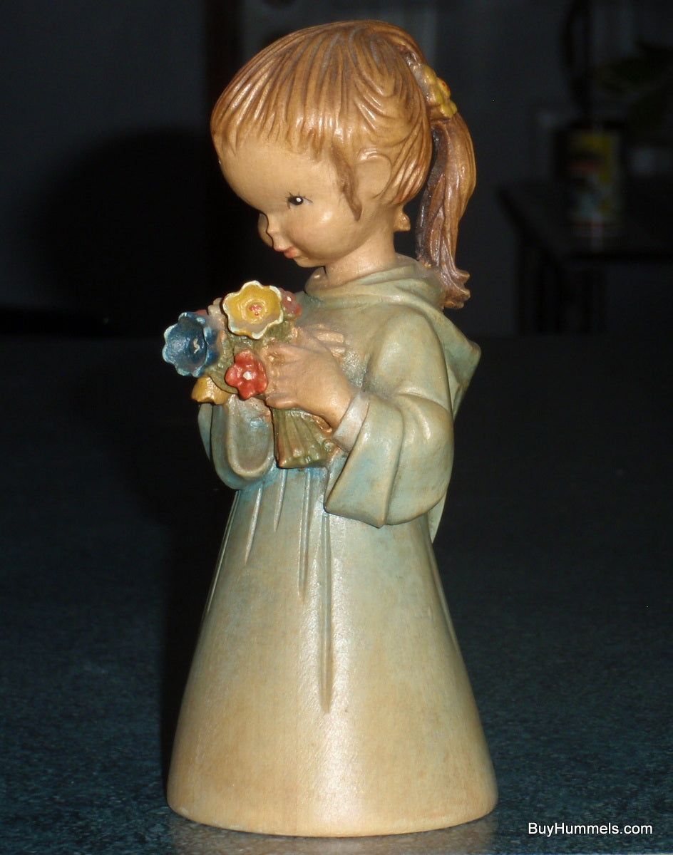 "THE BOUQUET" ANRI Juan FERRANDIZ 6" Wood Carved Figure Girl with Flowers - GIFT!