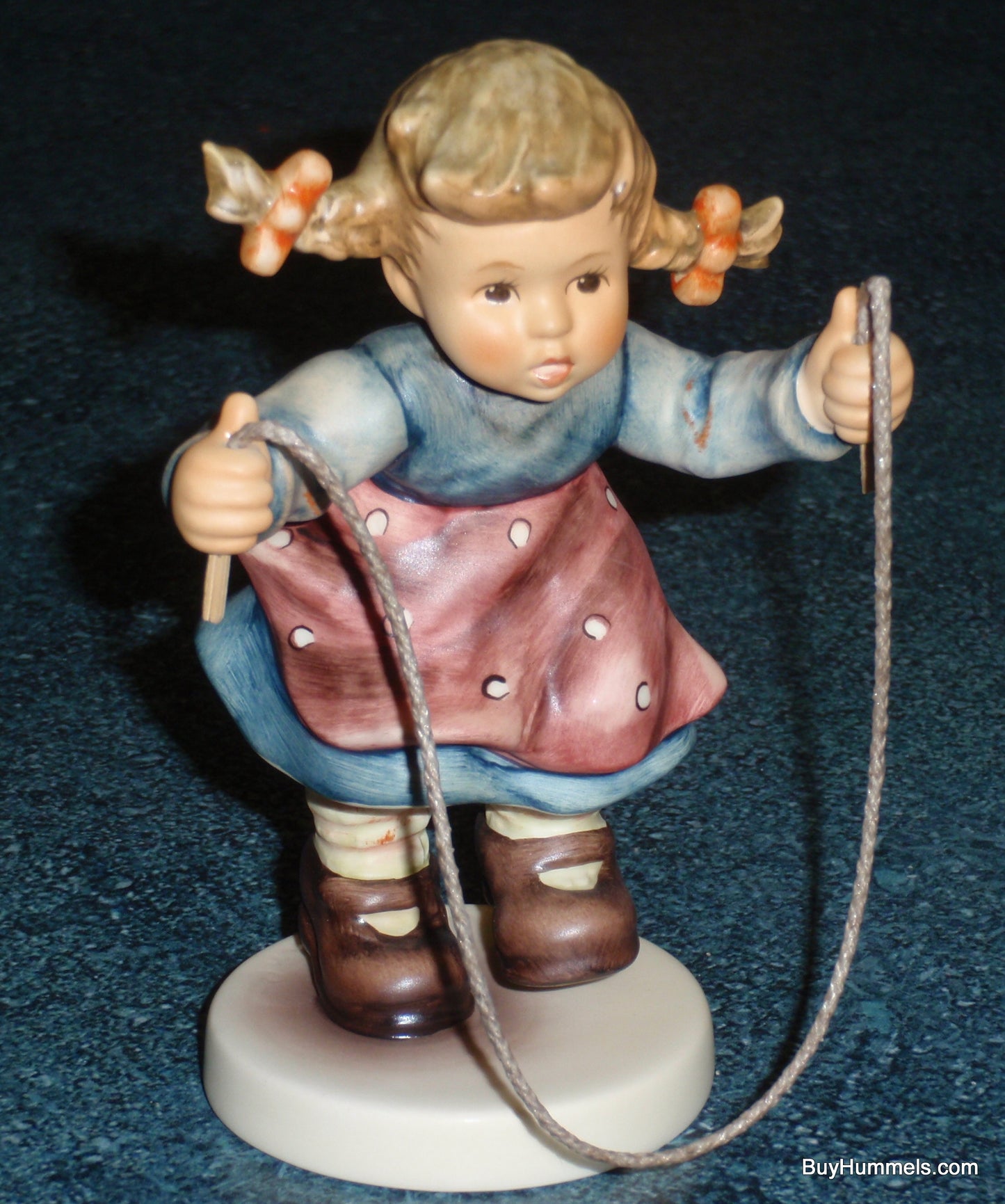 "Jump For Joy" Goebel Hummel Figurine #2048/A - Girl With Pigtails Jumping Rope - CUTE!