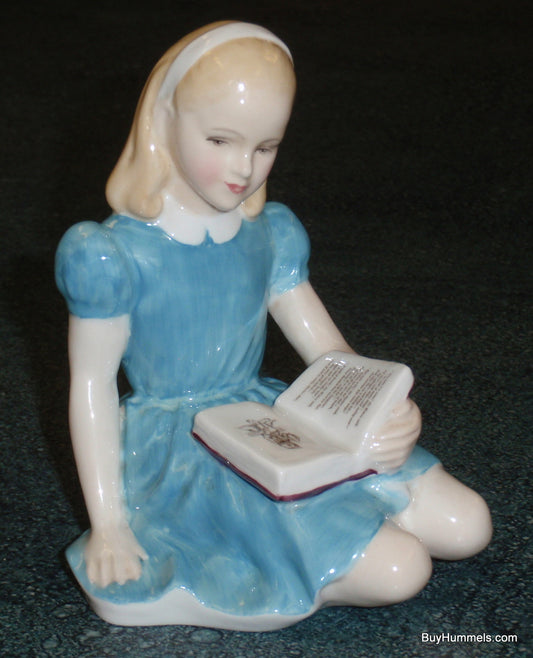 ROYAL DOULTON Alice In Wonderland Collectible Figurine HN2158 Alice Reading Book!