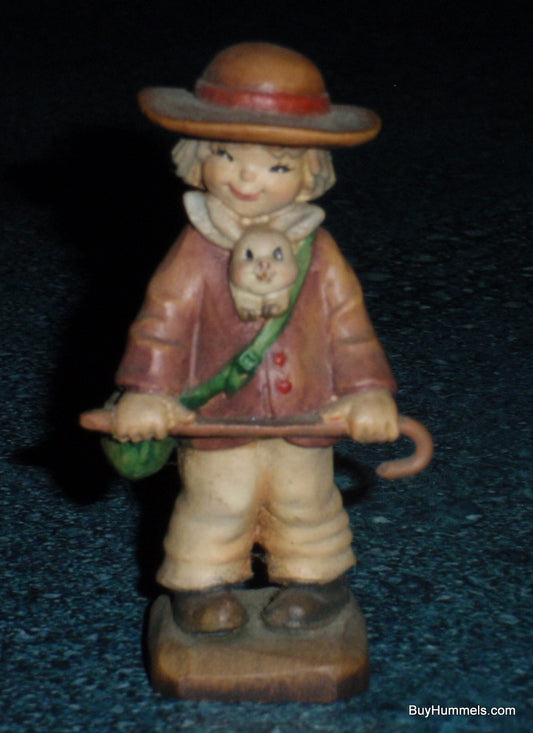 3" ANRI Juan Ferrandiz "Friends" Figurine Boy With Cane And Rabbit - GIFT!
