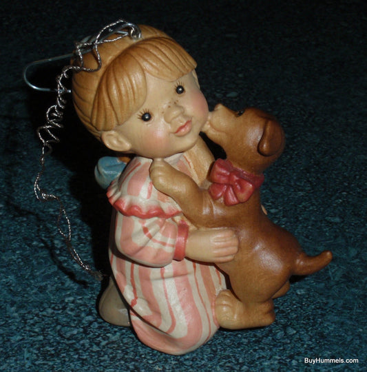"Christmas Puppy" Anri Sarah Kay Wood Carved Christmas Ornament Figurine With Original Box!