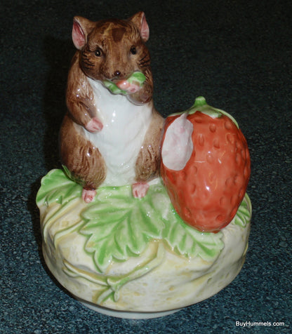 1982 Beatrix Potter "Timmy Willie" Music Box Figurine - Rotates And Plays "It's a Small World"