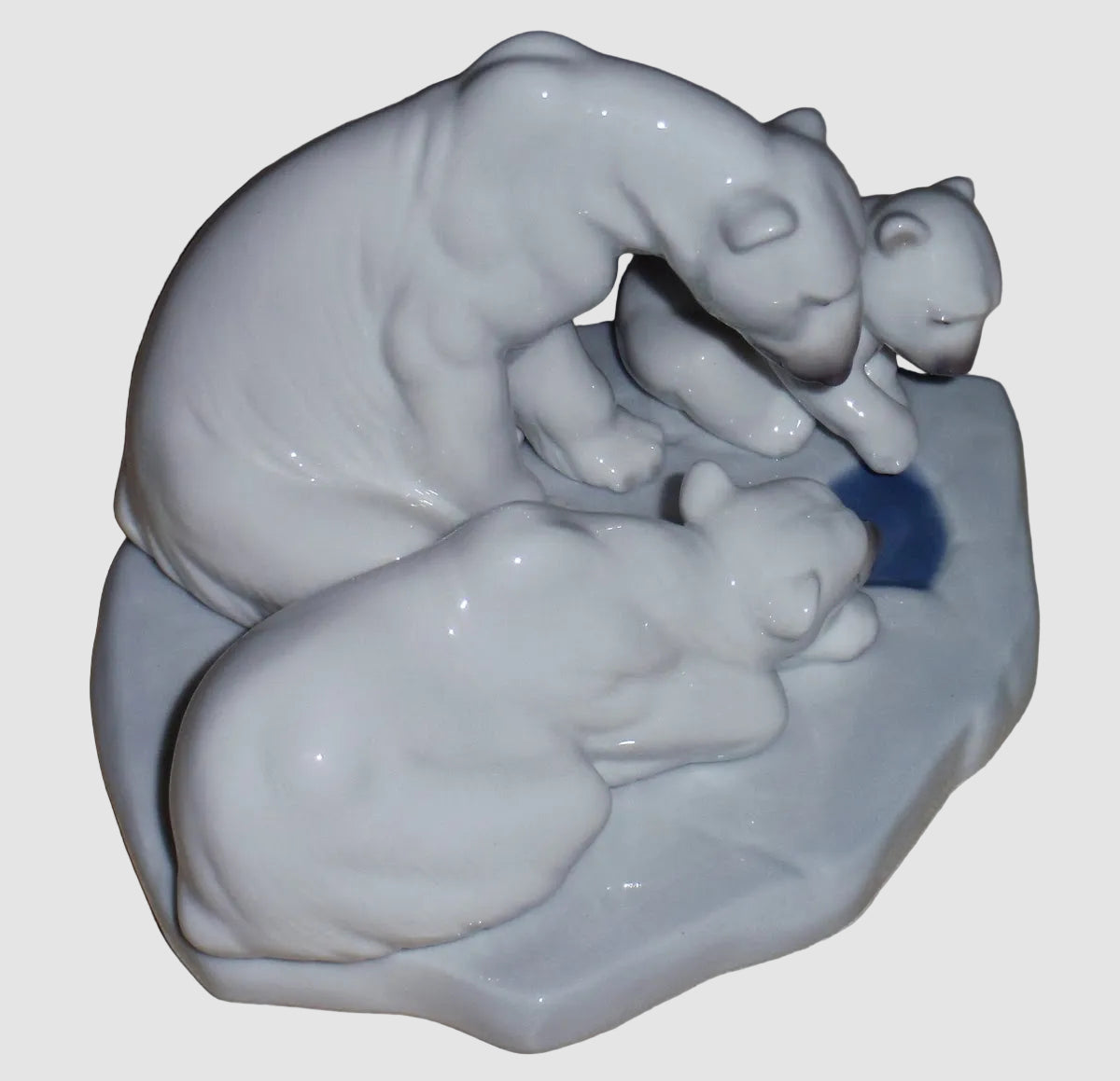 "Bearly Love" Lladro Figurine #1443 - Polar Bear Family Fishing (6")
