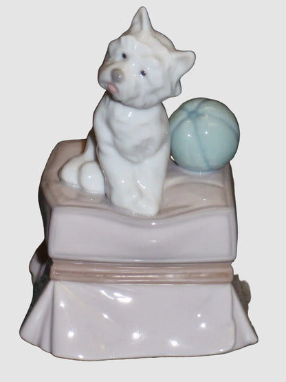 "My Favorite Companion" Lladro Figurine #6985 - Puppy Dog With Ball (4.5")