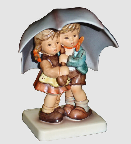 "Sunshower" Goebel Hummel Umbrella Figurine #634 2/0 - Two Children Under Big Purple Umbrella!